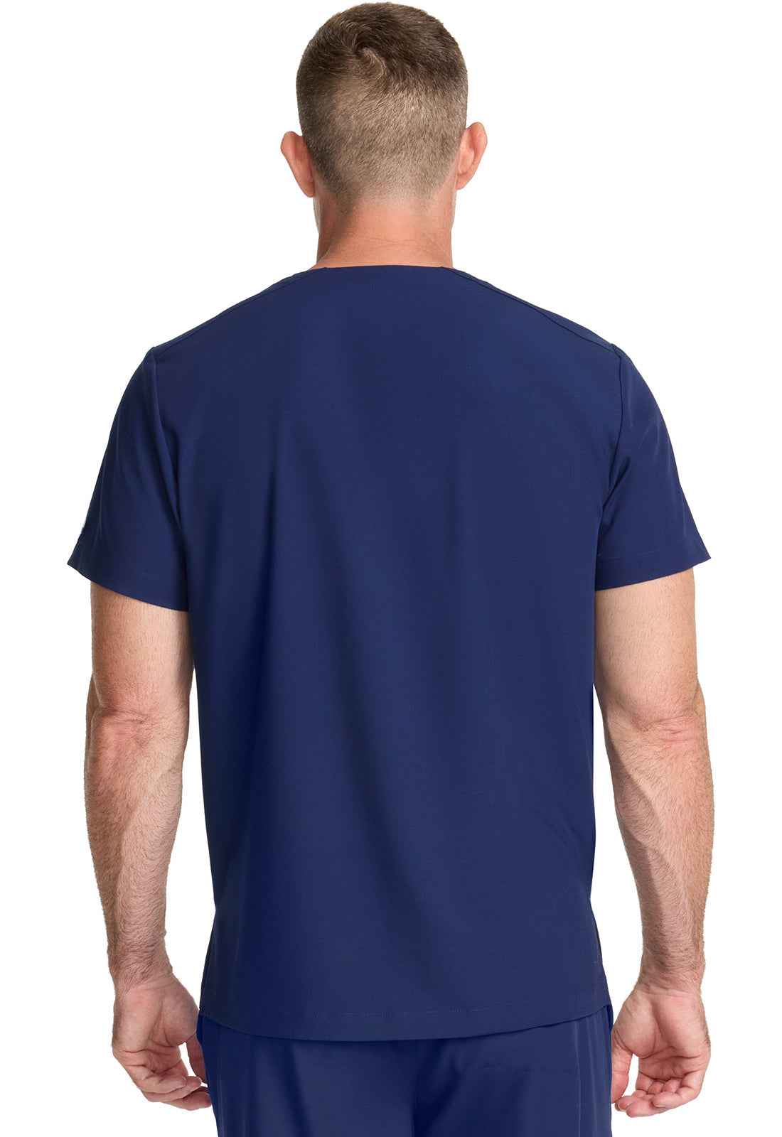 Healing Hands Model Image Men's 1 Pocket V-Neck Top In Color Navy Image 3
