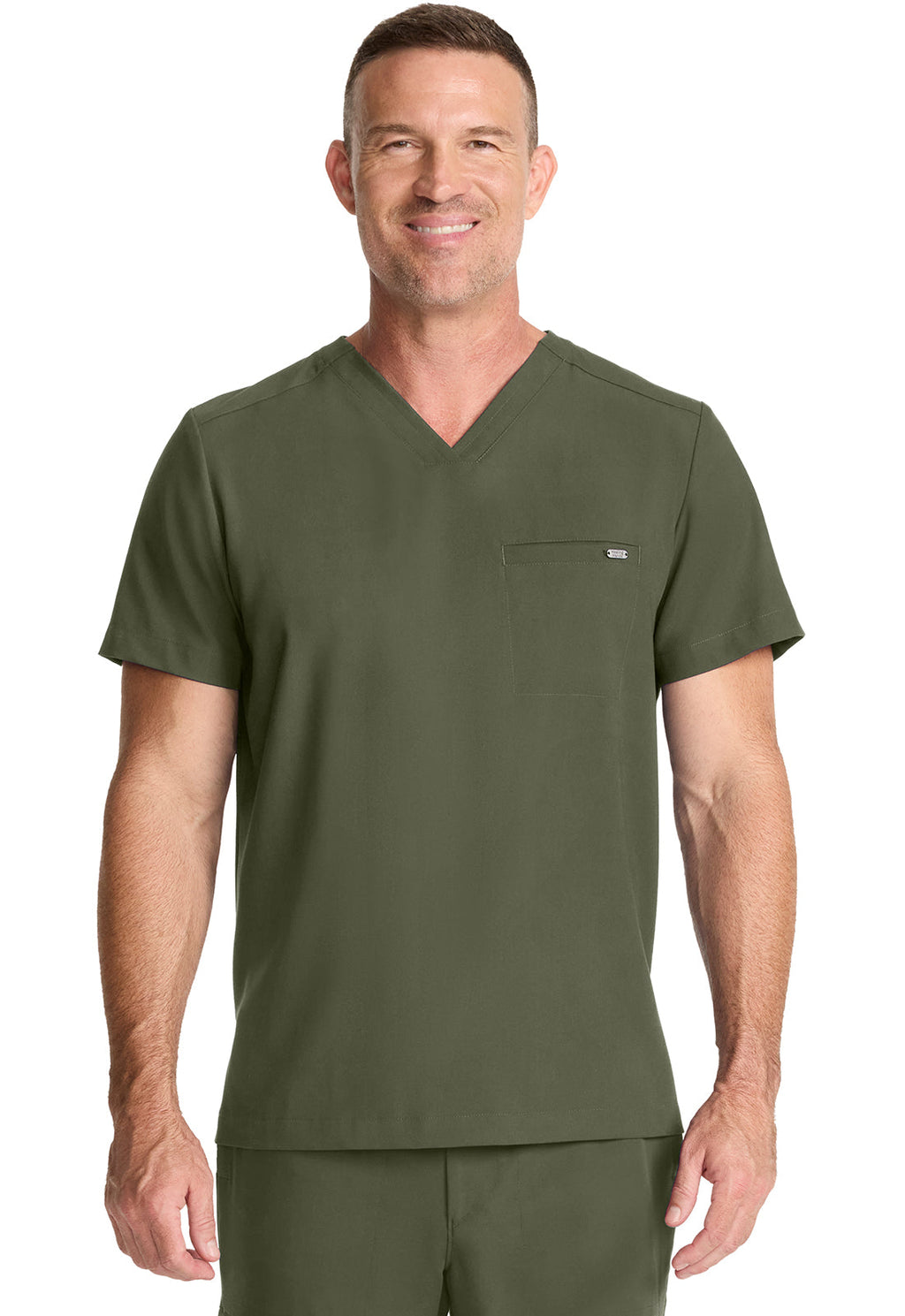 Quest HH758 Men's 1-Pocket V-Neck Scrub Top Olive