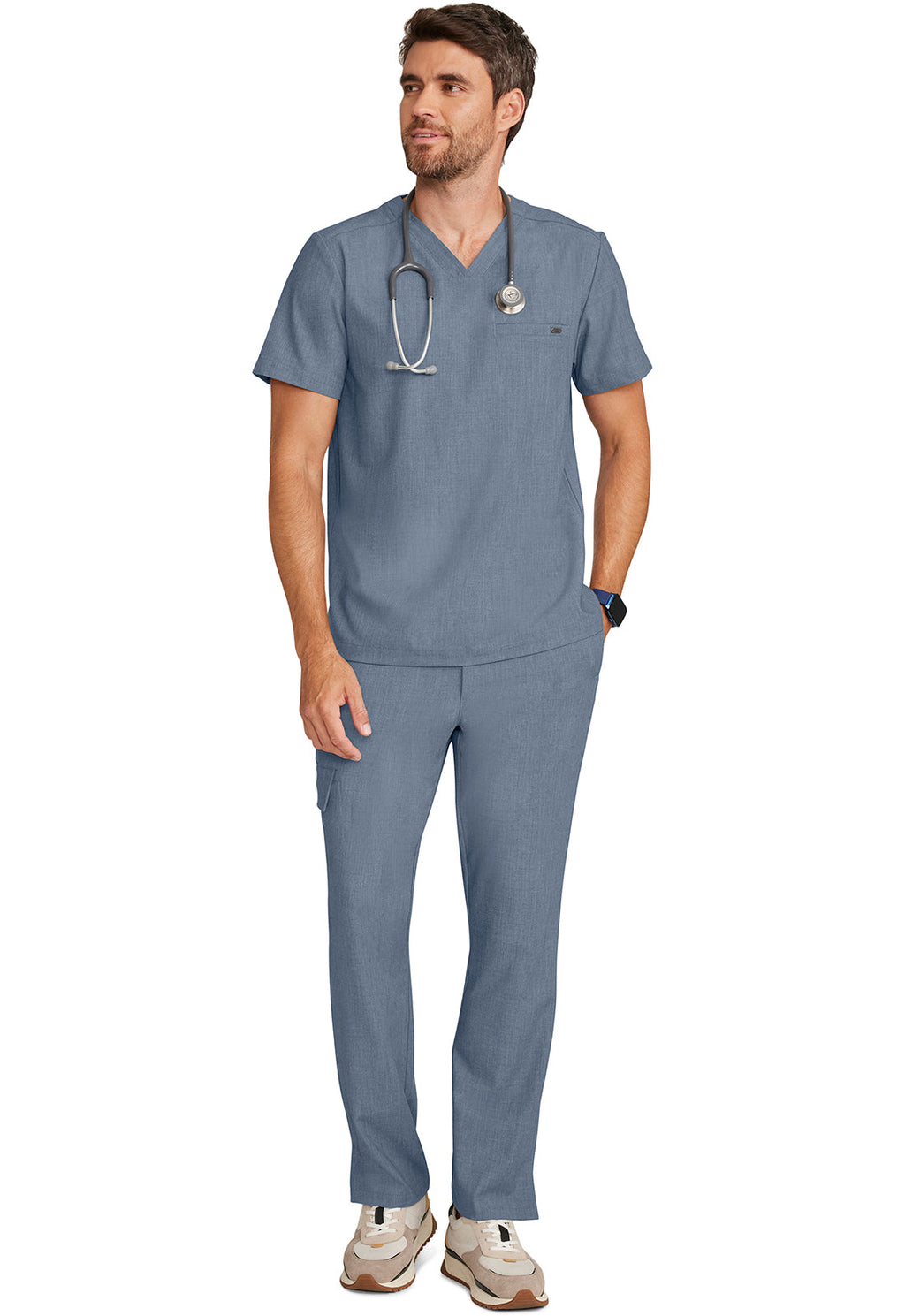 Quest HH758 Men's 1-Pocket V-Neck Scrub Top Twilight Blue