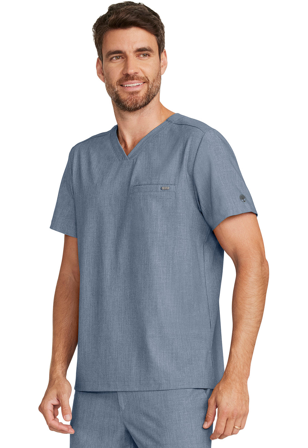Quest HH758 Men's 1-Pocket V-Neck Scrub Top Twilight Blue