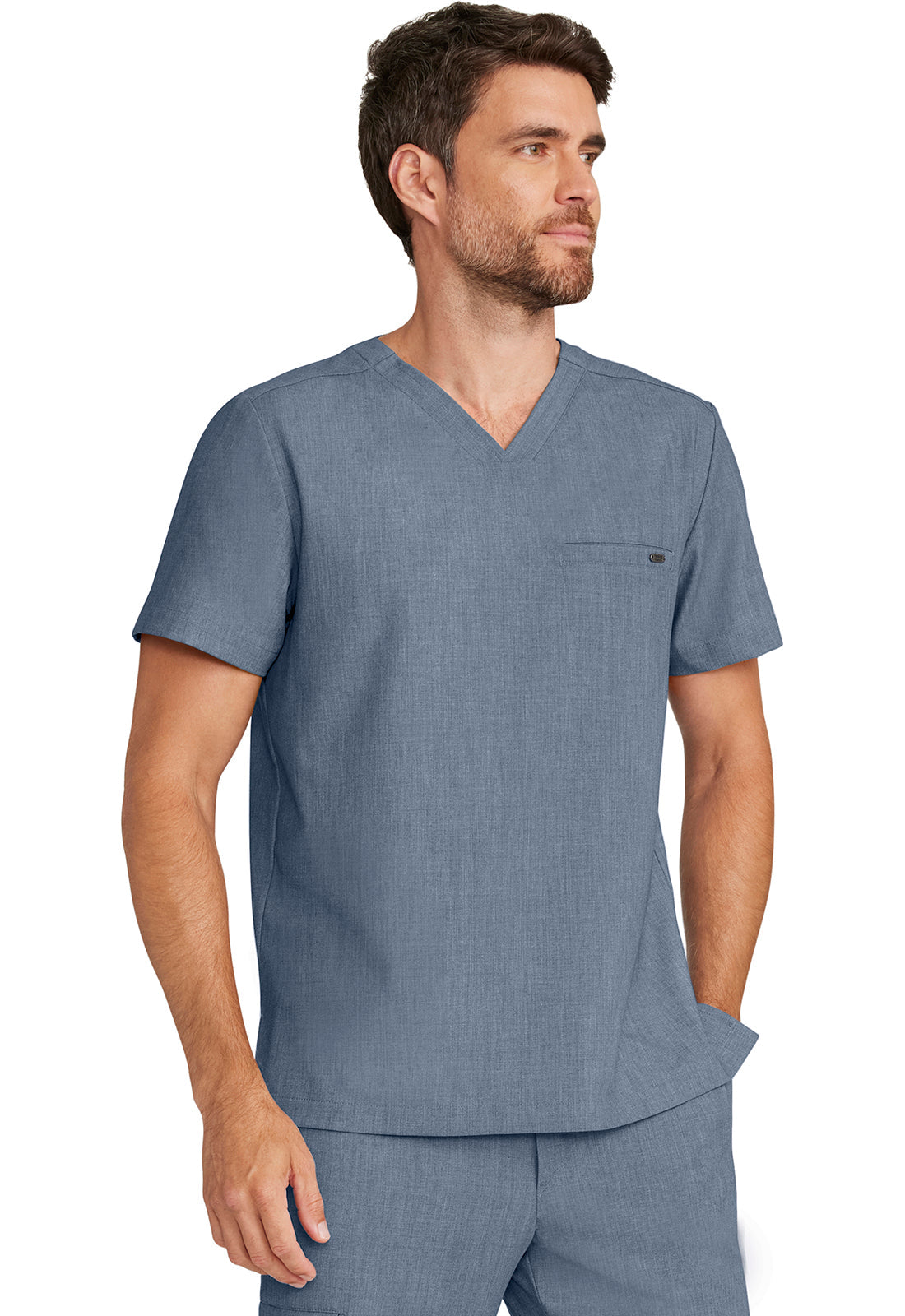 Quest HH758 Men's 1-Pocket V-Neck Scrub Top Twilight Blue