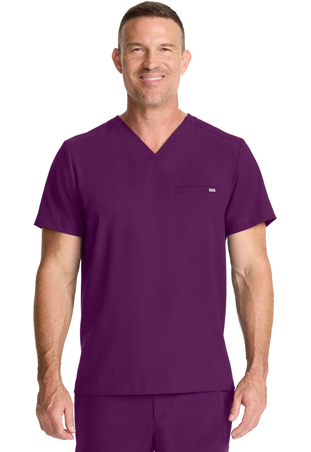 Quest HH758 Men's 1-Pocket V-Neck Scrub Top Wine
