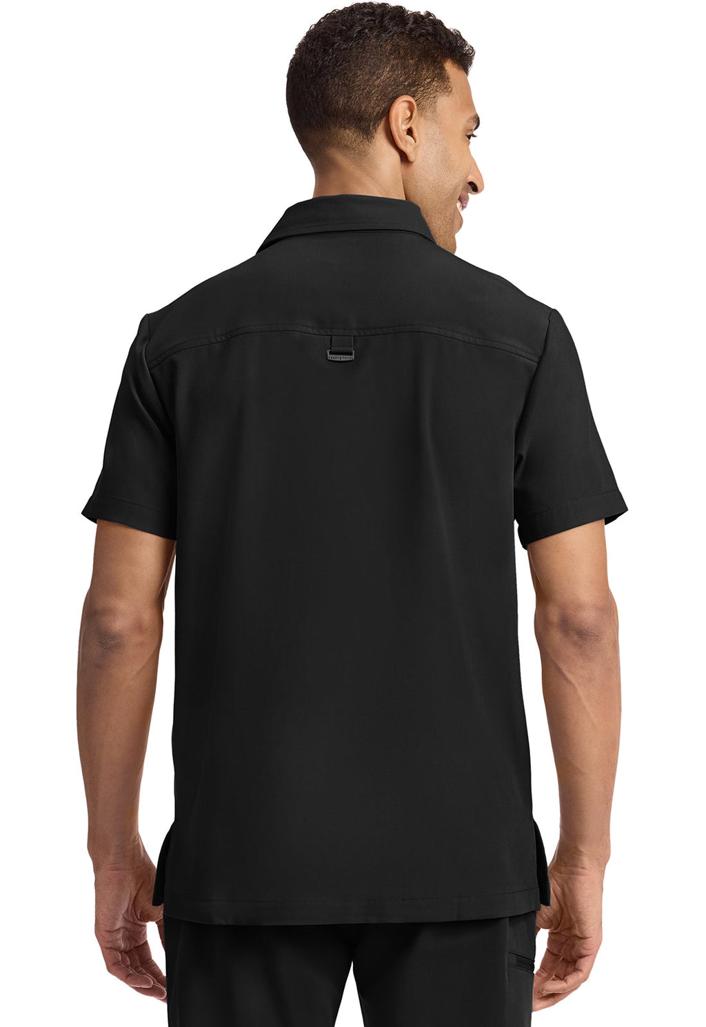 Quest HH759 Men's 3-Pocket Polo Collar Scrub Top Black