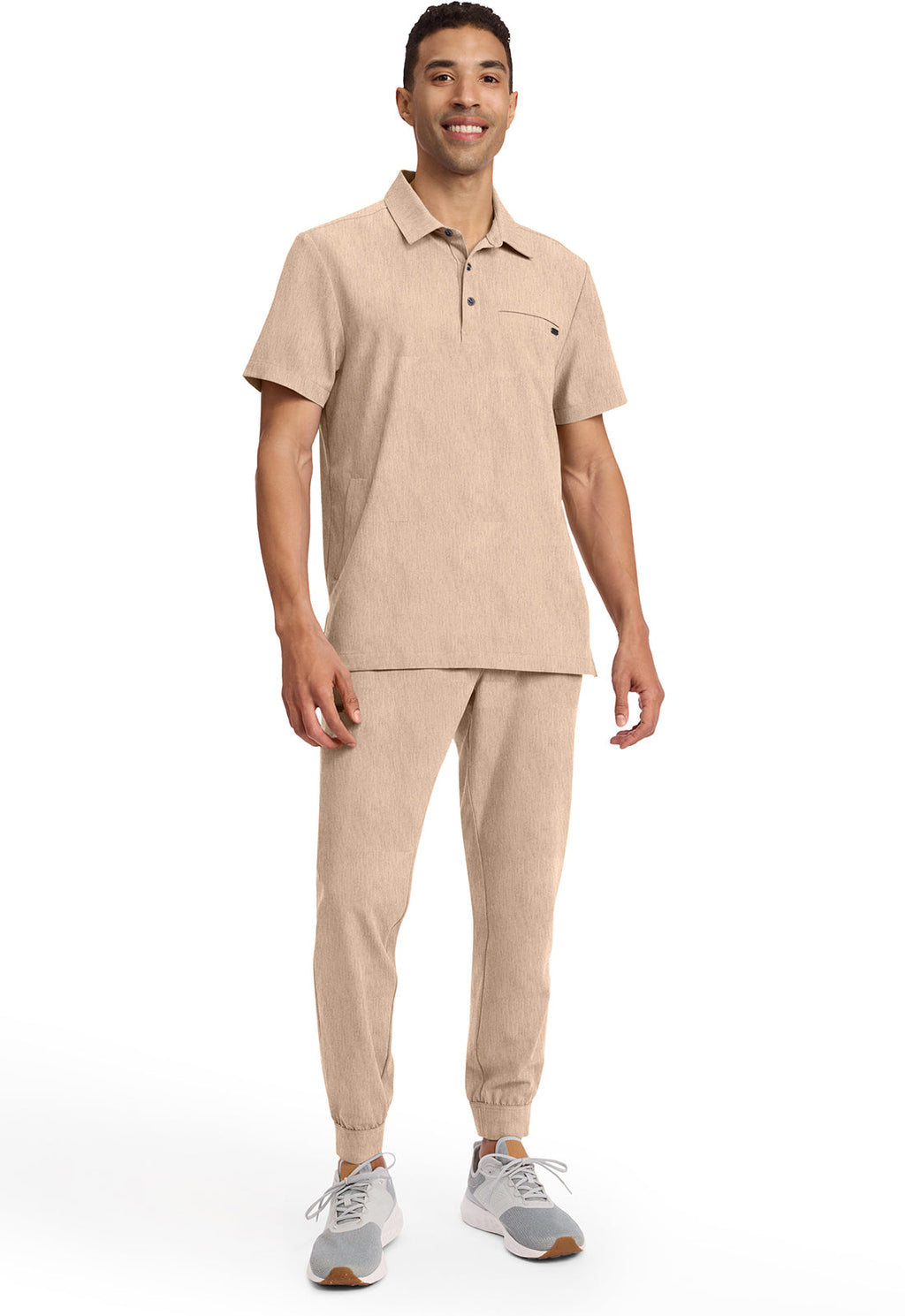 Quest HH759 Men's 3-Pocket Polo Collar Scrub Top Desert Taupe