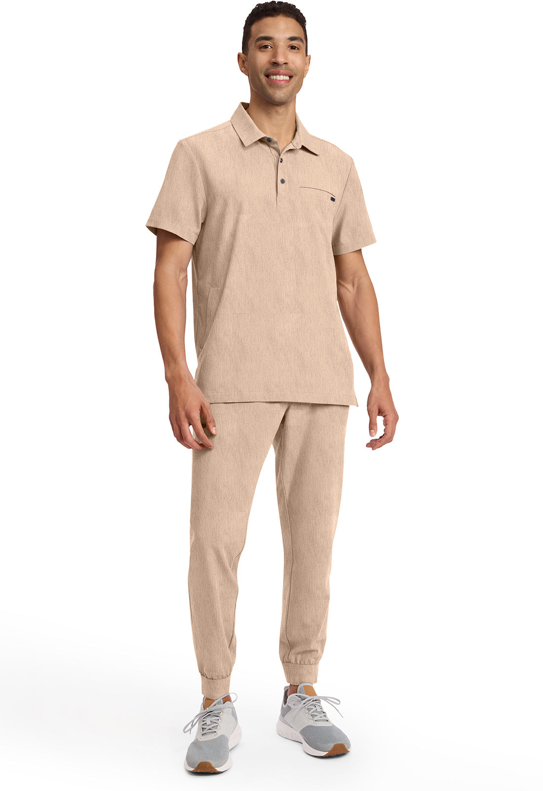 Quest HH759 Men's 3-Pocket Polo Collar Scrub Top Desert Taupe