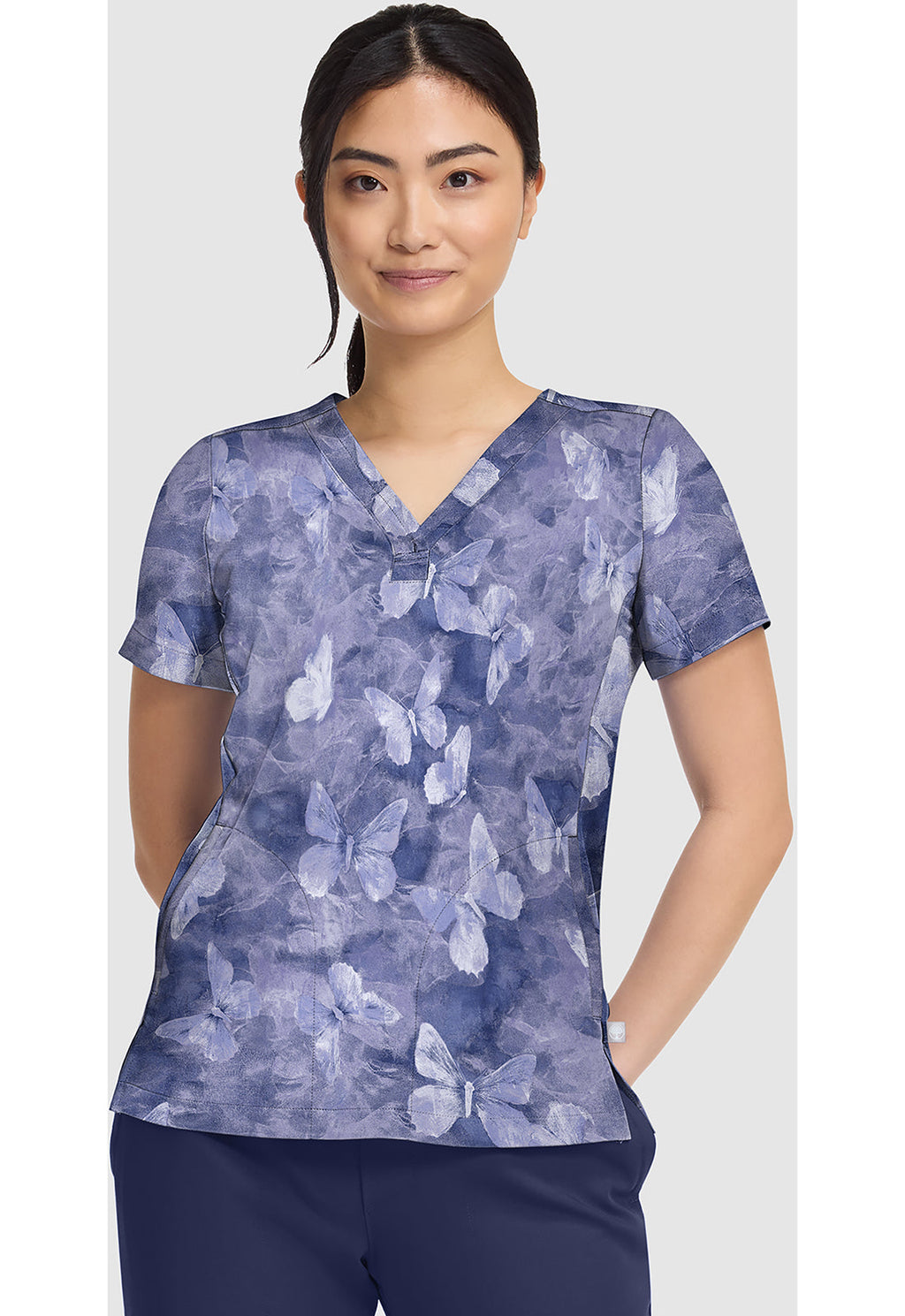 Prints HH906 Women's Briana Print Scrub Top Butterfly Spirit