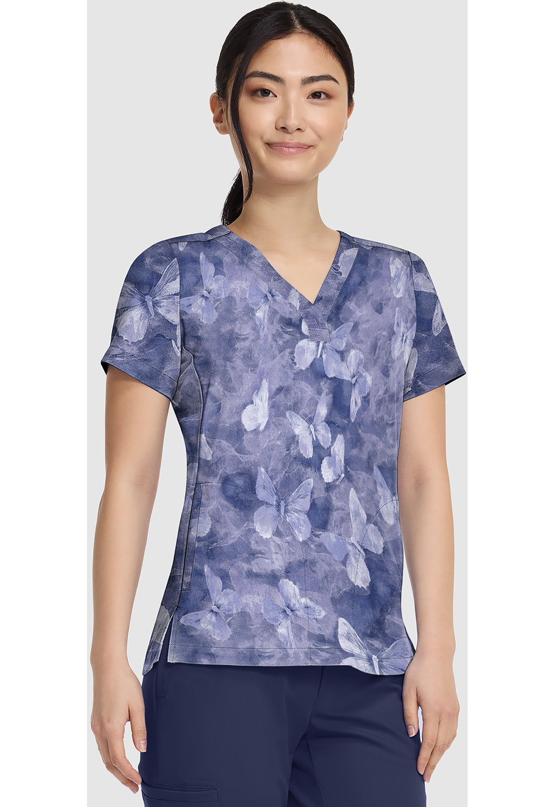 Prints HH906 Women's Briana Print Scrub Top Butterfly Spirit
