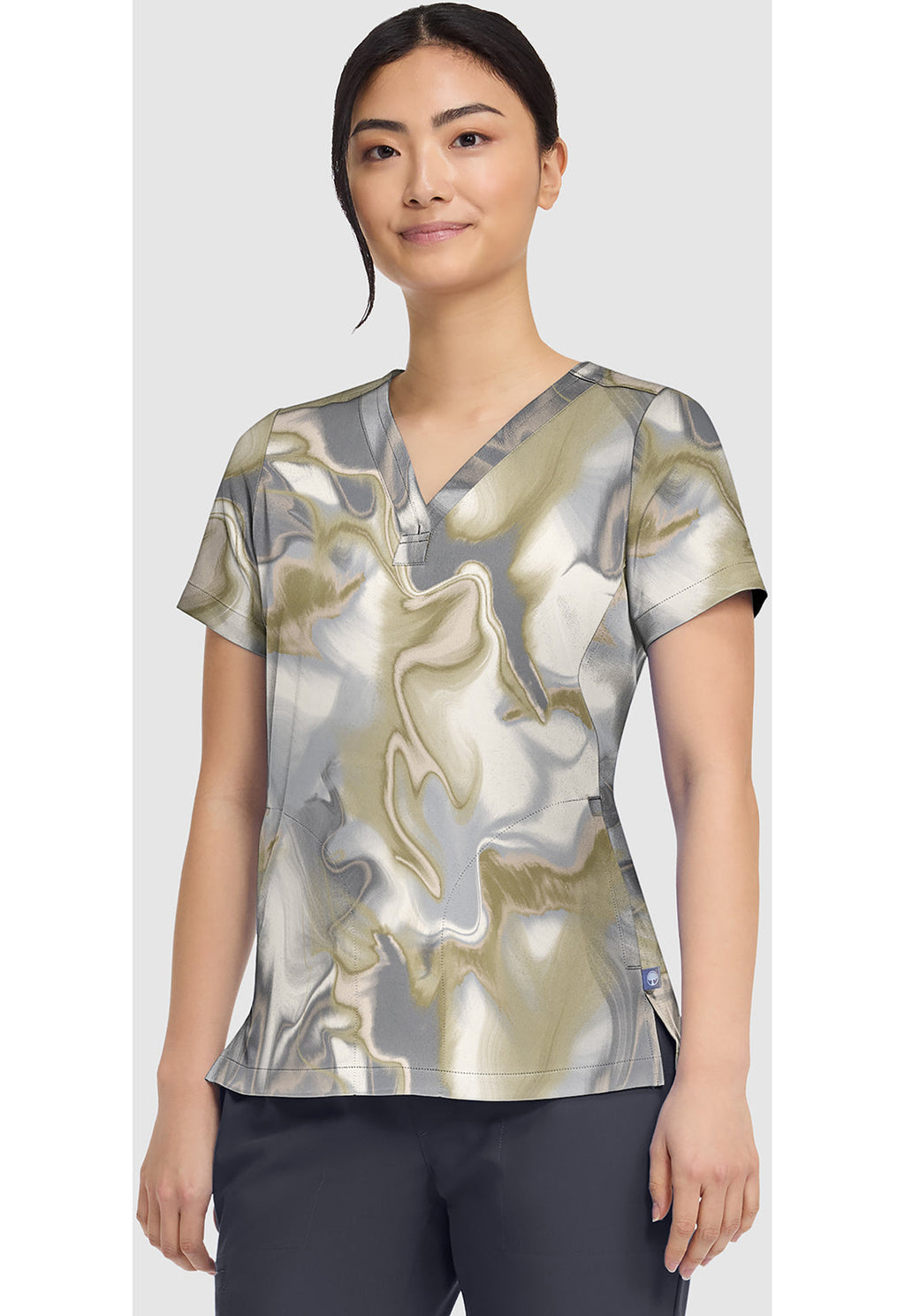 Prints HH906 Women's Briana Print Scrub Top Silk Waves