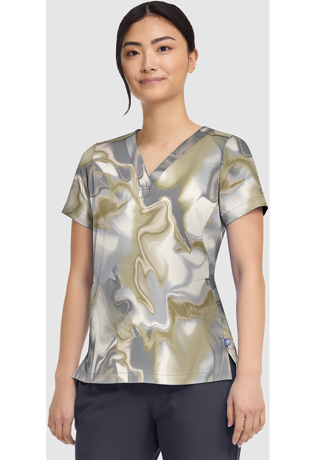 Prints HH906 Women's Briana Print Scrub Top Silk Waves