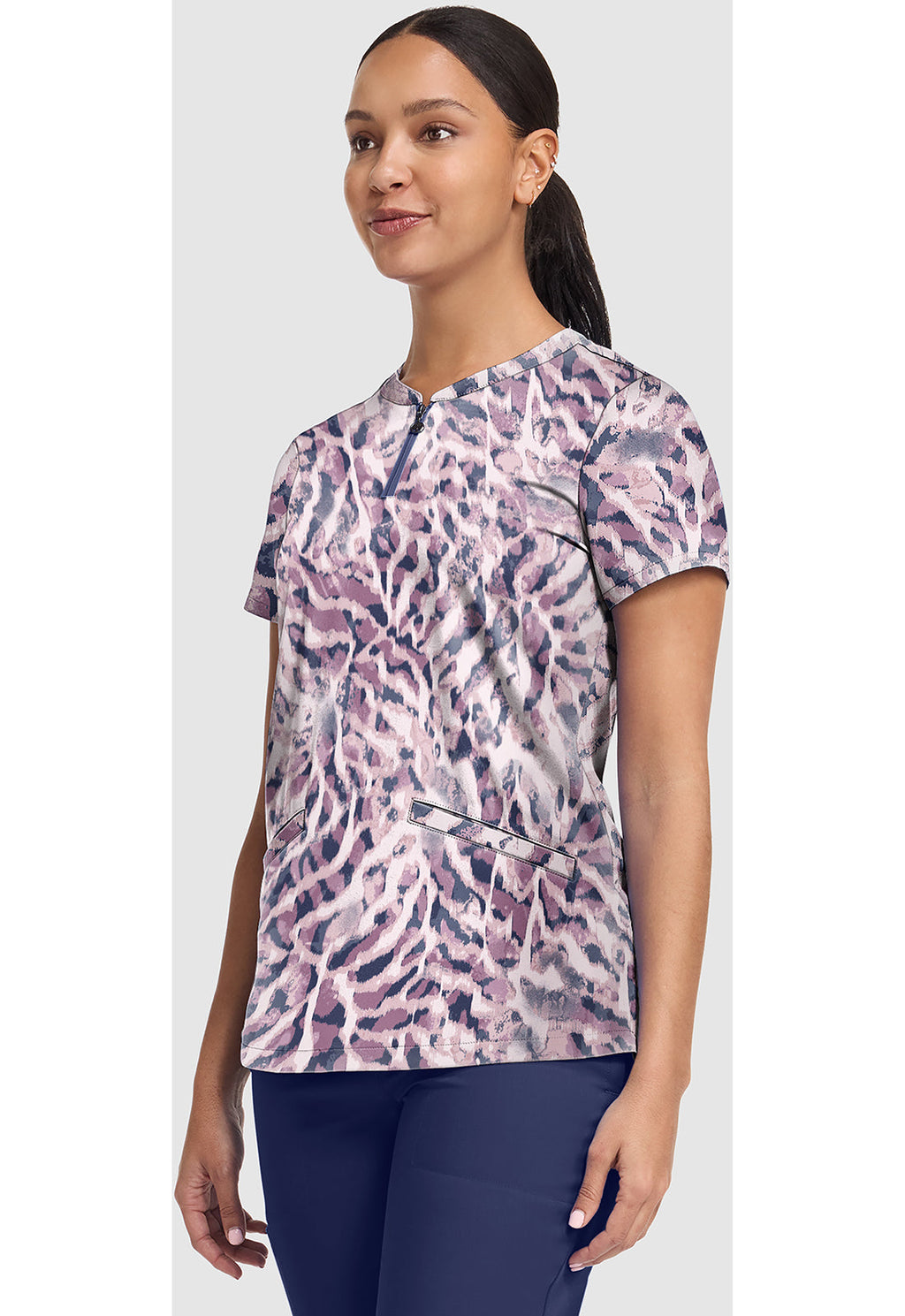 Prints HH907 Women's Ivy Print Scrub Top Bleached Stripes