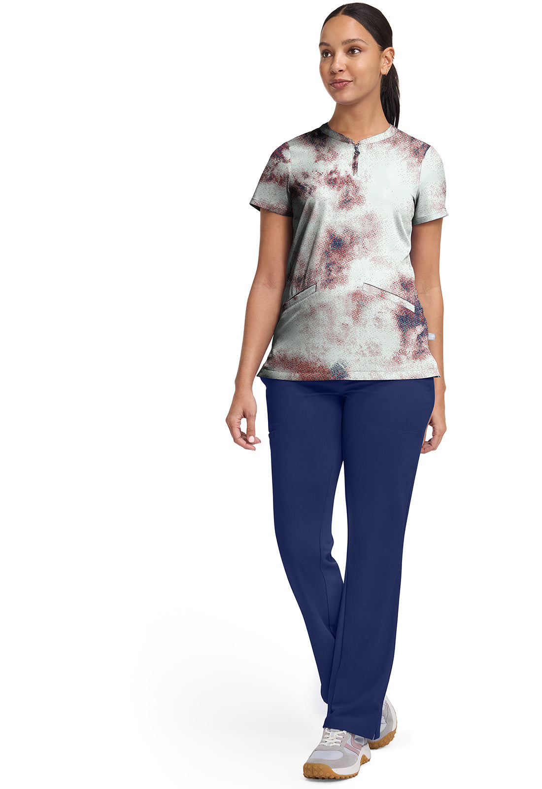 HH Prints HH907 Women's Ivy Print Scrub Top Soft Fractures