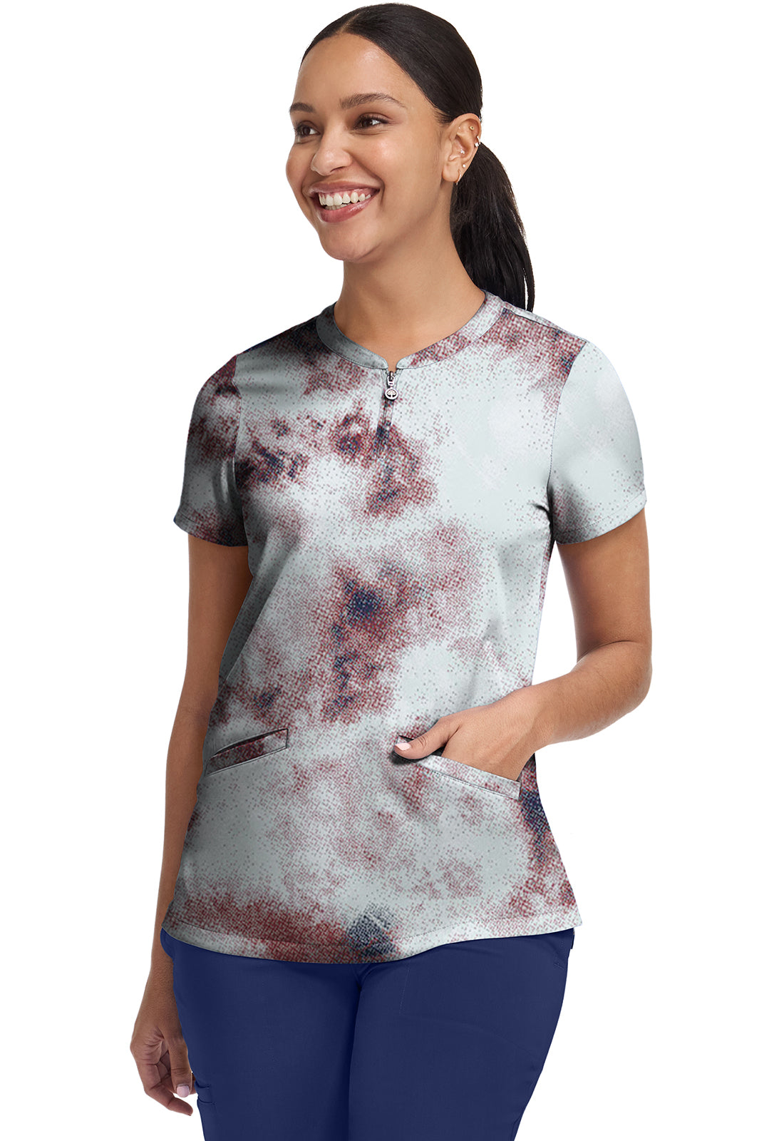 HH Prints HH907 Women's Ivy Print Scrub Top Soft Fractures