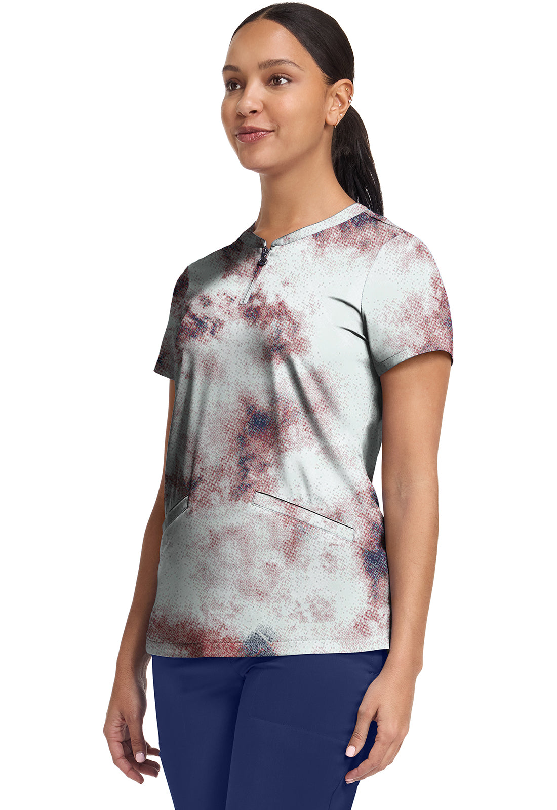 HH Prints HH907 Women's Ivy Print Scrub Top Soft Fractures