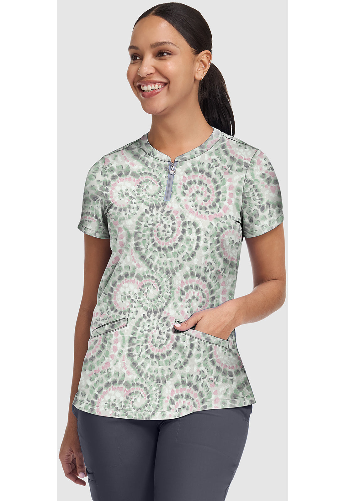 Prints HH907 Women's Ivy Print Scrub Top Spiral Out