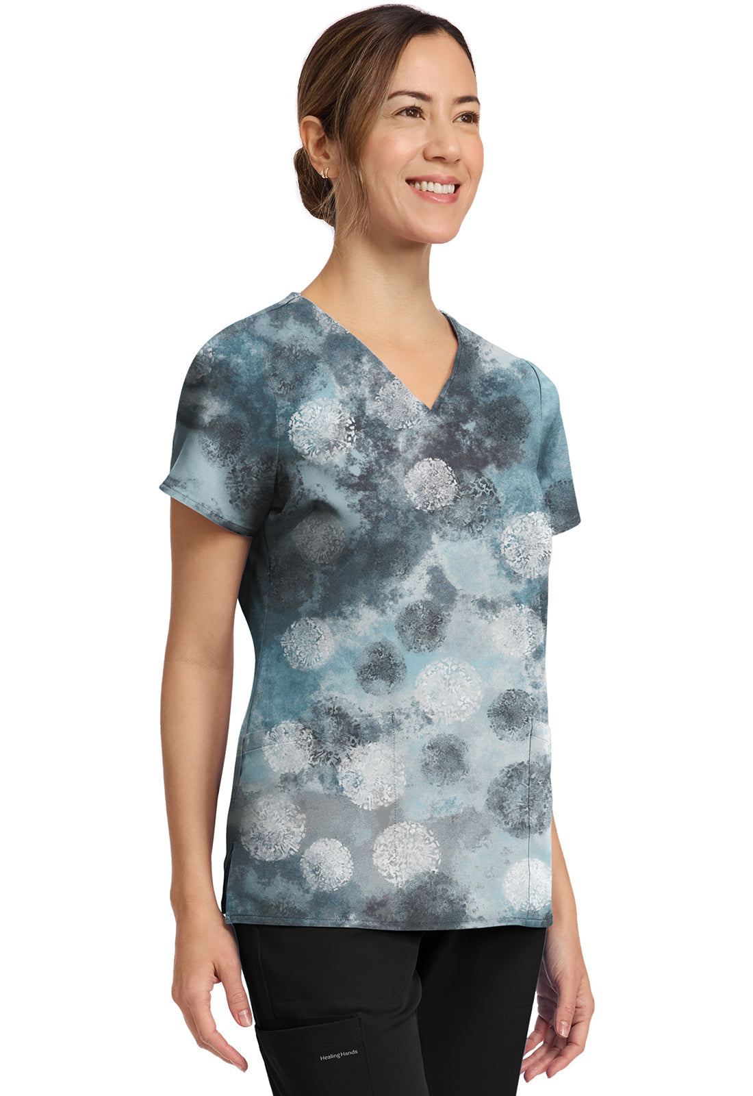 HH Prints HH910 Women's Amanda Scrub Top Moody Dots