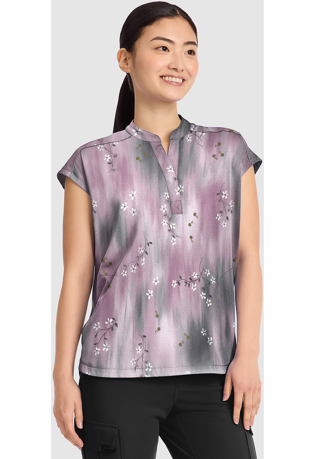 Prints HH912 Women's Journey Scrub Top Blurred Ditsy