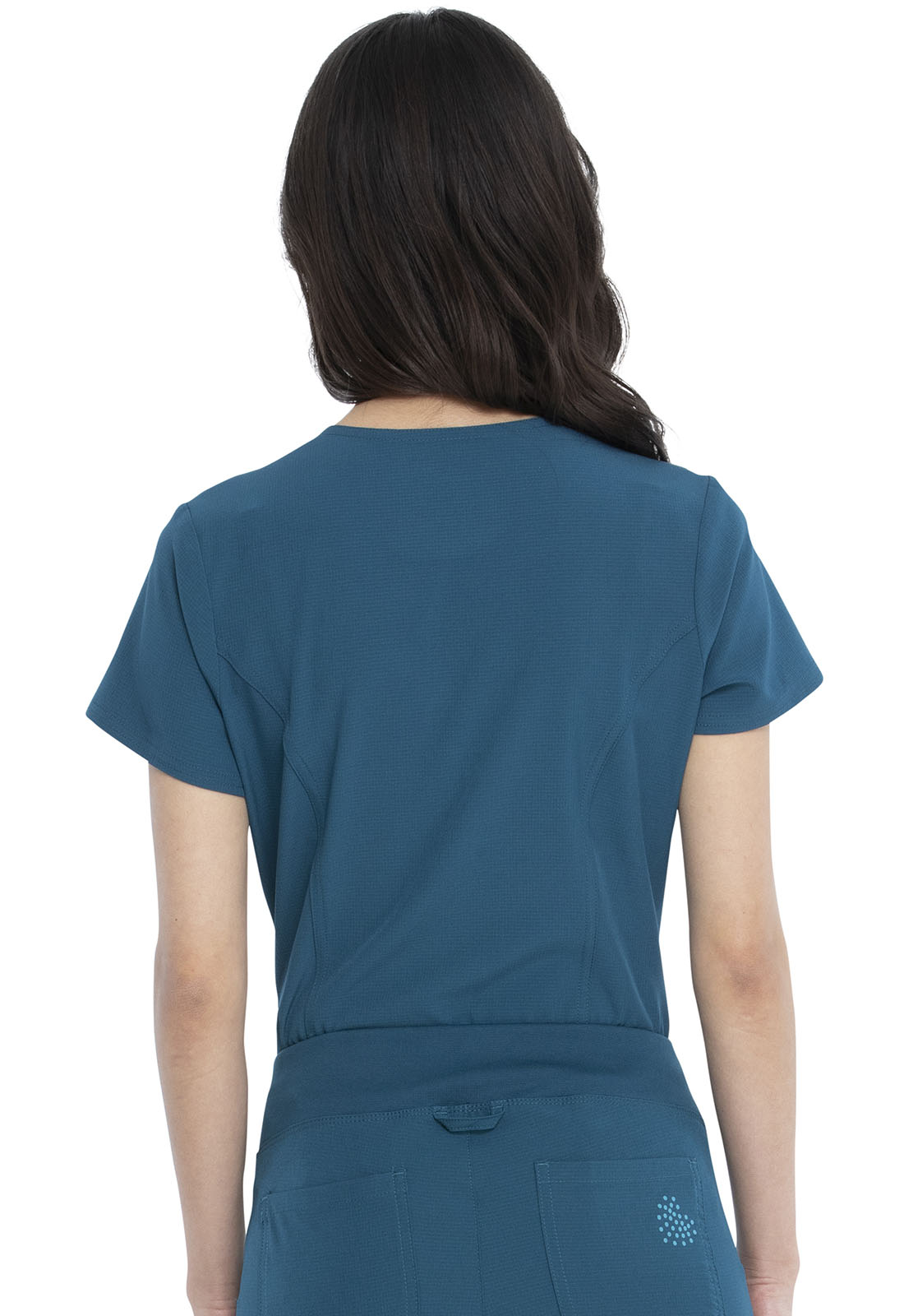 HeartSoul Break on Through HS710 Tuckable V-Neck Top Caribbean Blue Model Image Back | Heartsoul