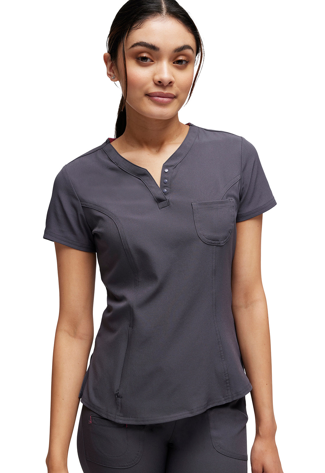 HeartSoul Break on Through HS710 Tuckable V-Neck Top Pewter
