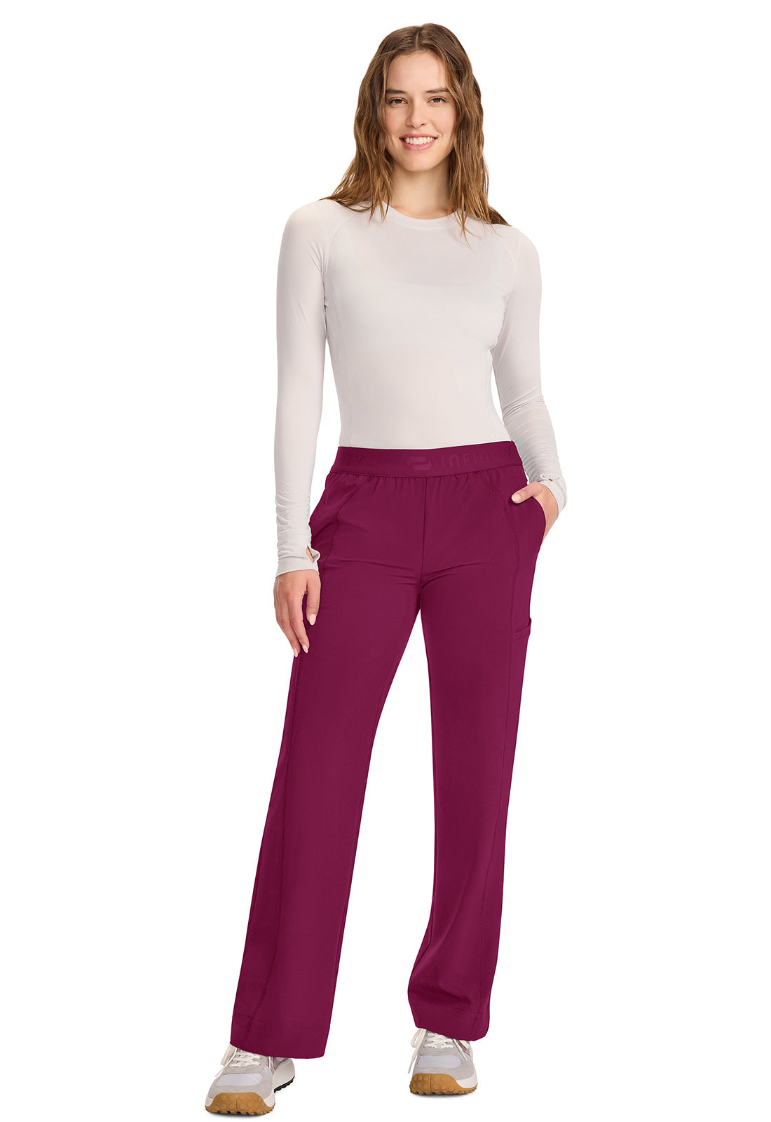 GNR8 IN011A Mid-Rise Wide Leg Pants Wine