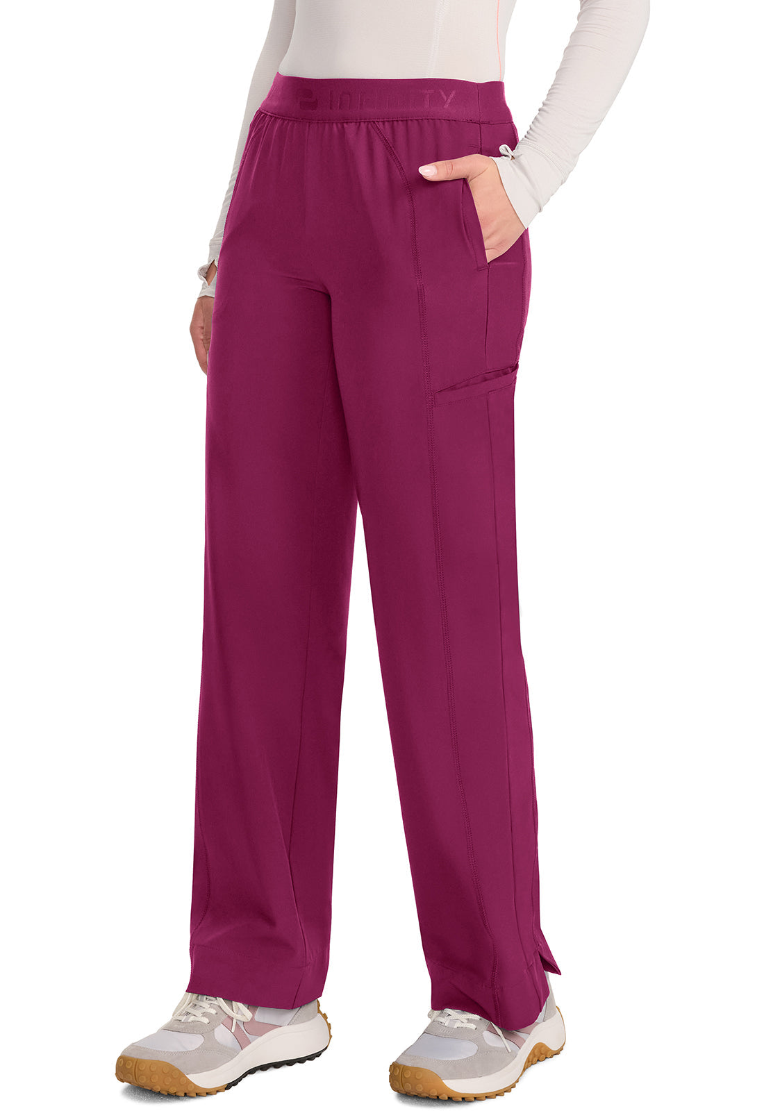 GNR8 IN011A Mid-Rise Wide Leg Pants Wine