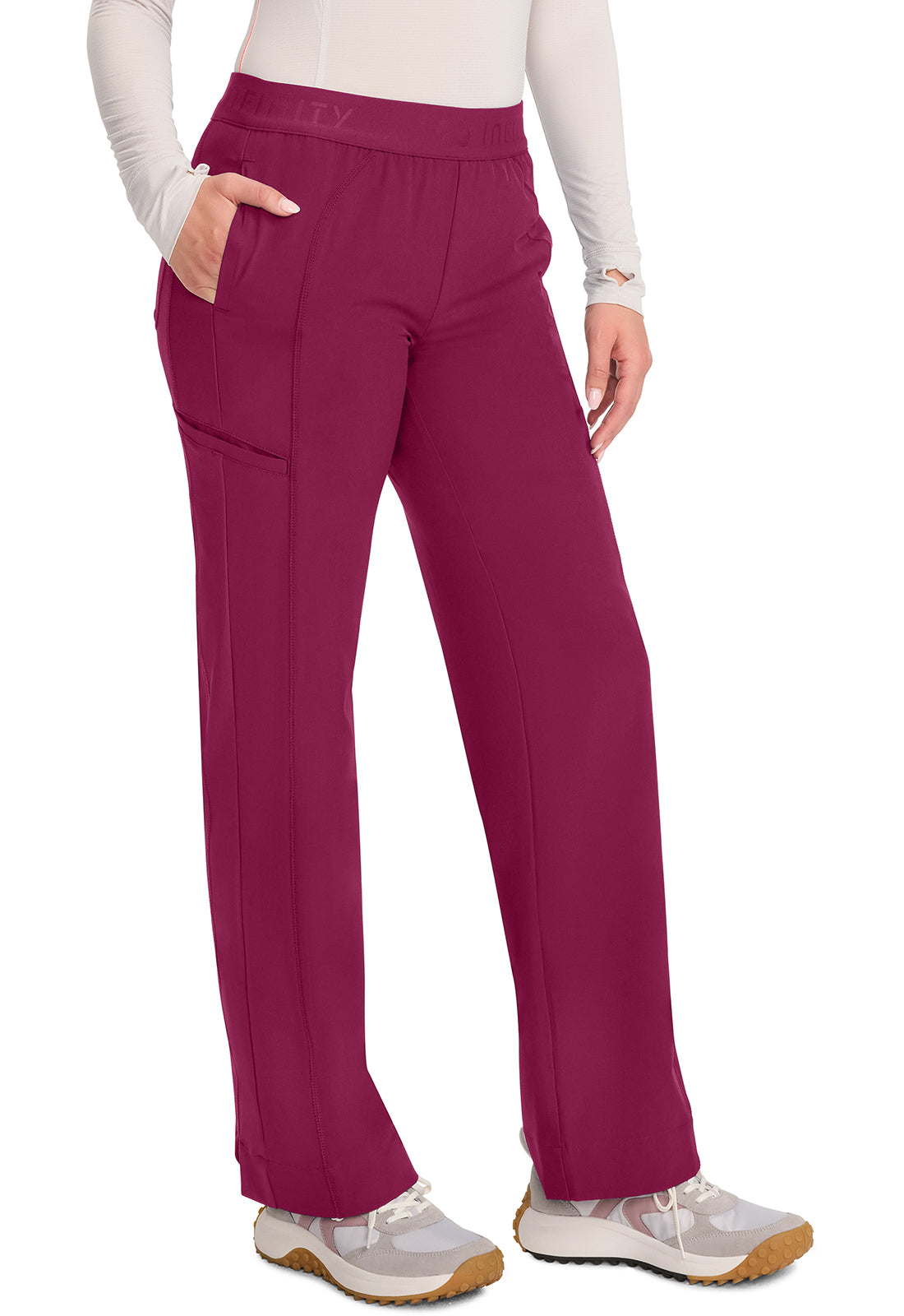 GNR8 IN011A Mid-Rise Wide Leg Pants Wine