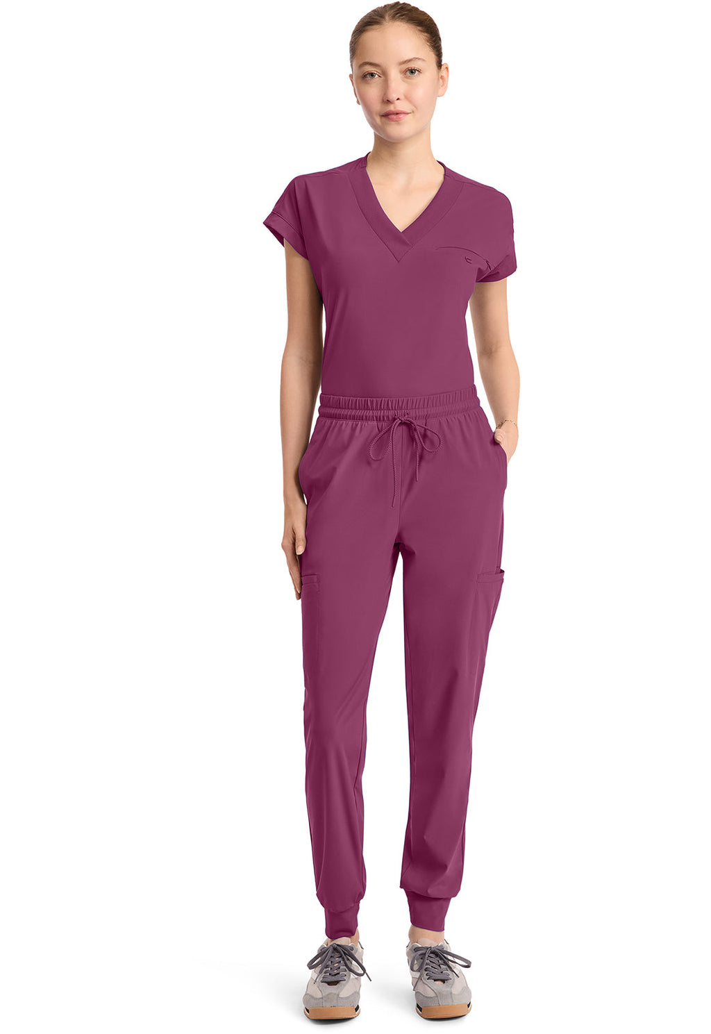 Pursuit IN024A Women's 5-Pocket Scrub Joggers Wine