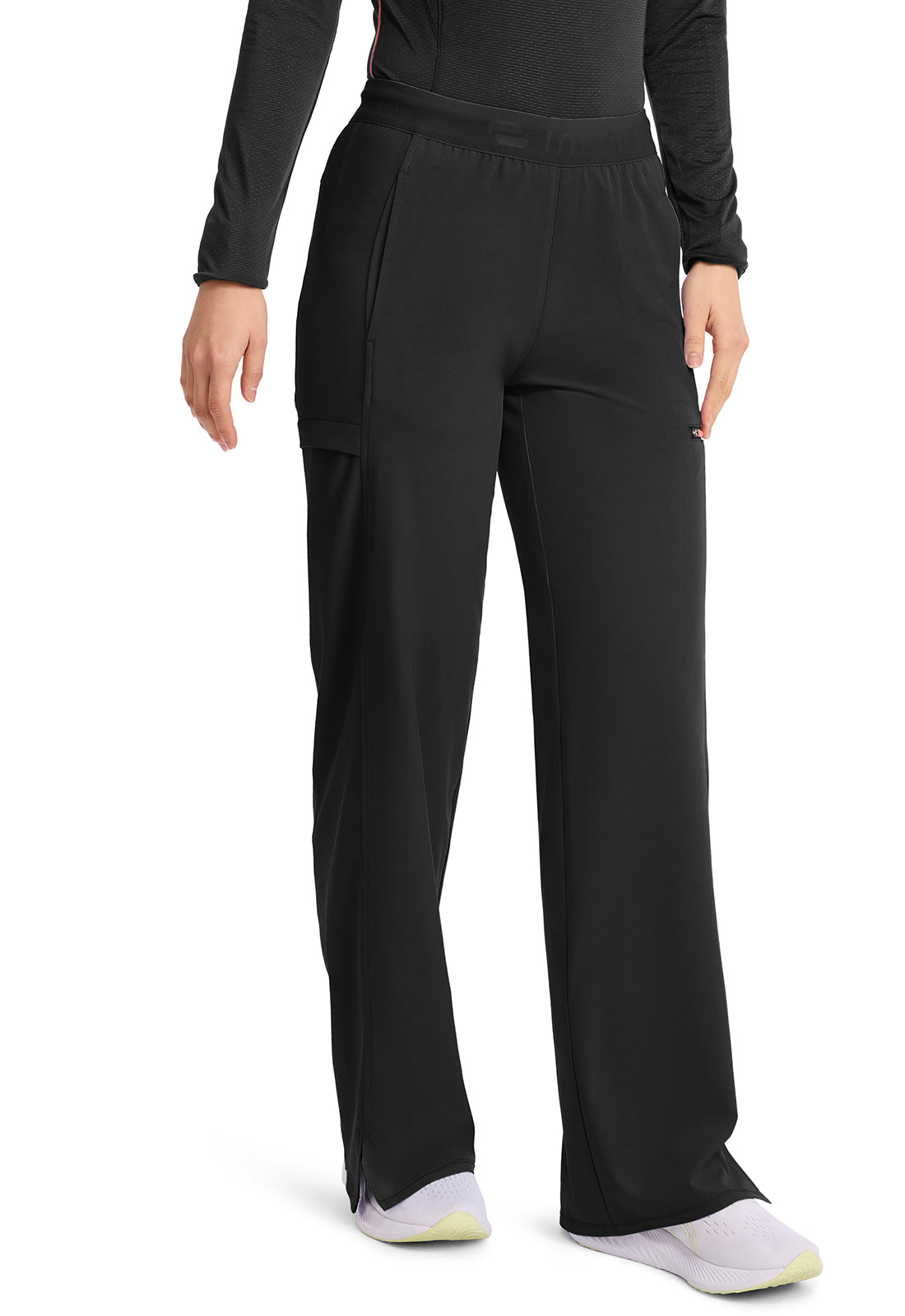 GNR8 IN028A Women's 6-Pocket Wide Leg Pants Black