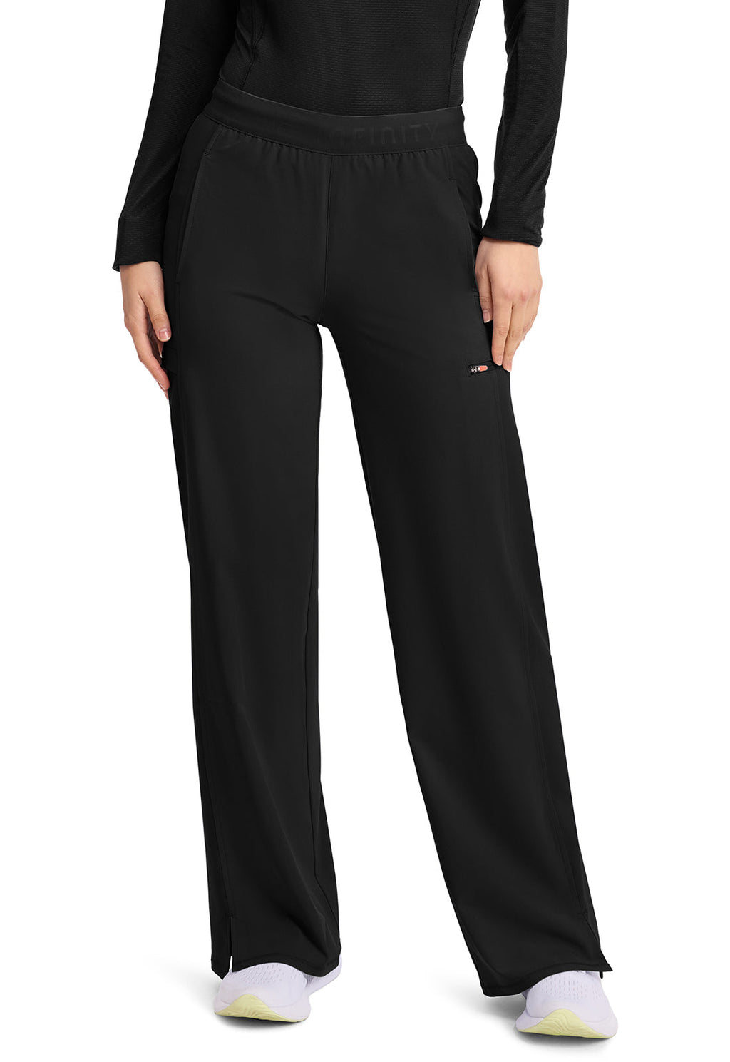 GNR8 IN028A Women's 6-Pocket Wide Leg Pants Black