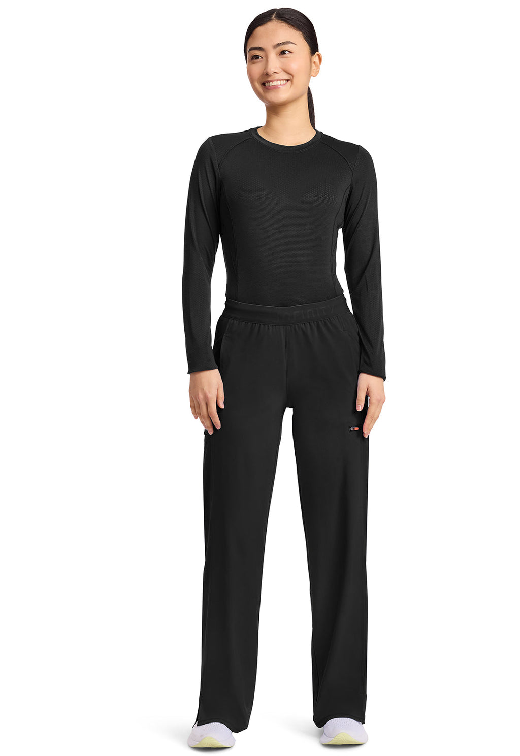 GNR8 IN028A Women's 6-Pocket Wide Leg Pants Black