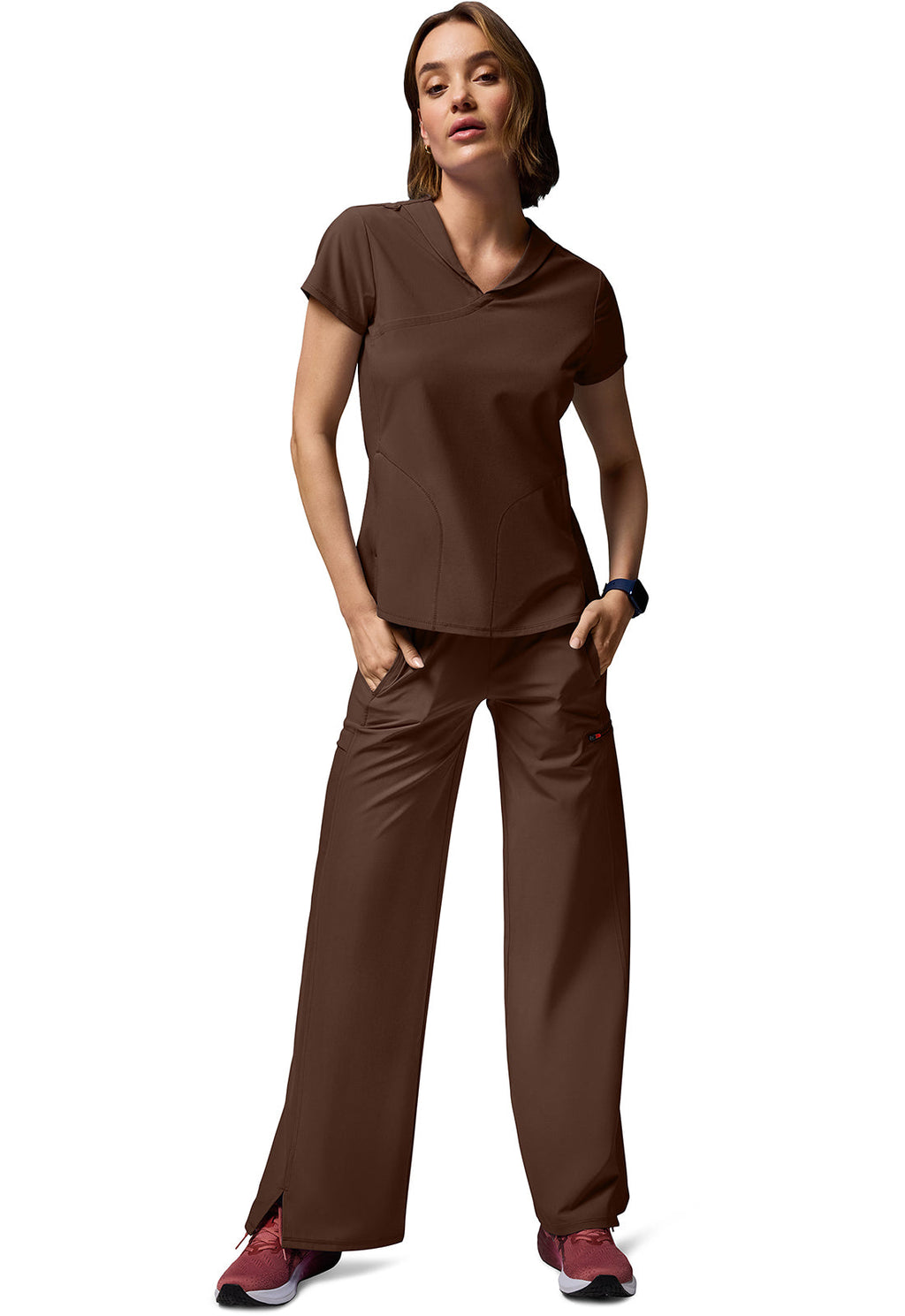 GNR8 IN028A Women's 6-Pocket Wide Leg Pants Espresso Express