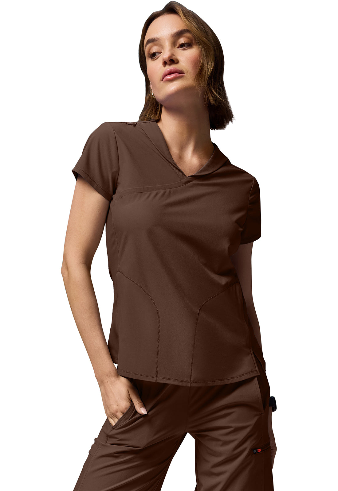 GNR8 IN028A Women's 6-Pocket Wide Leg Pants Espresso Express