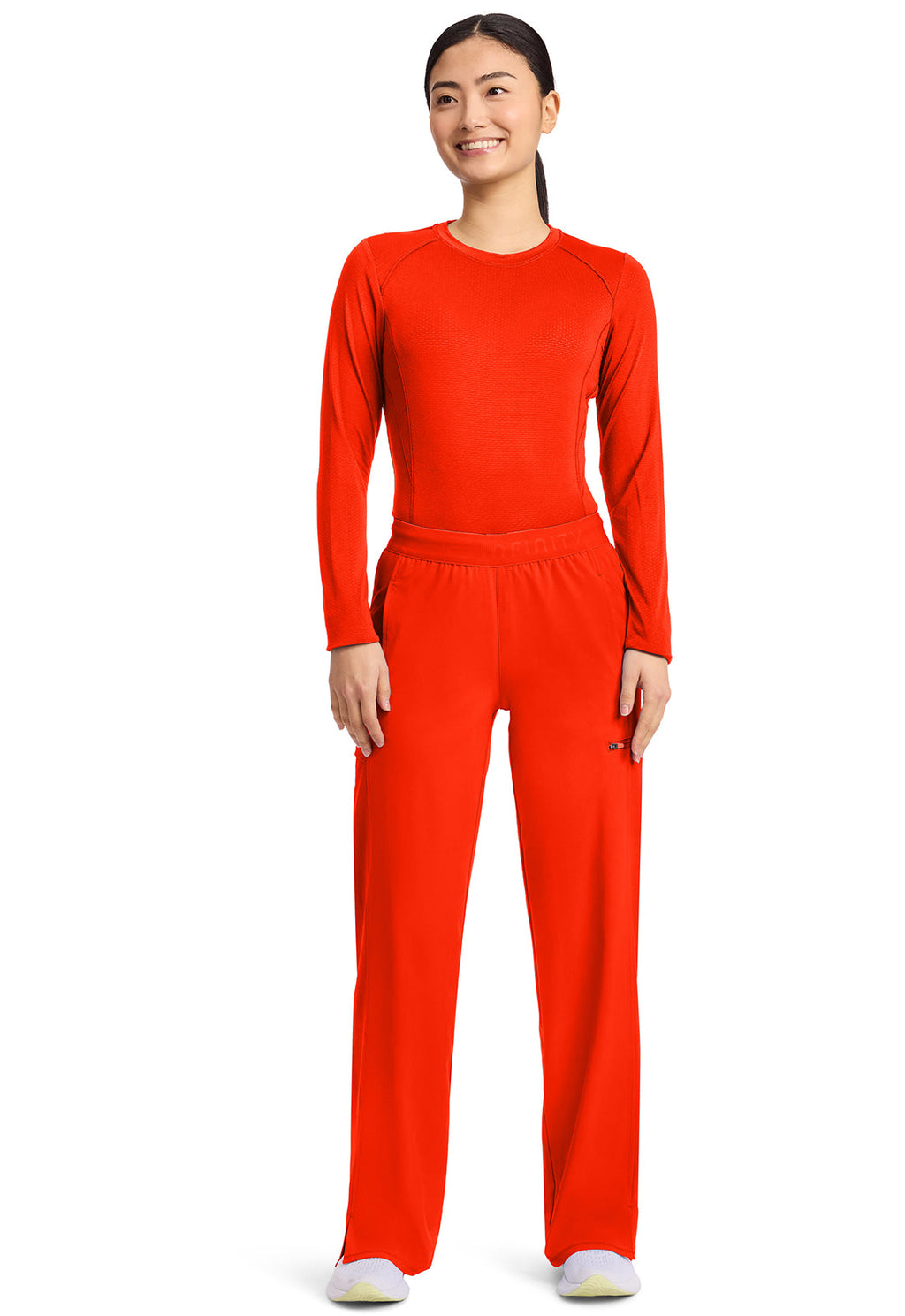 GNR8 IN028A Women's 6-Pocket Wide Leg Pants Vivid Orange