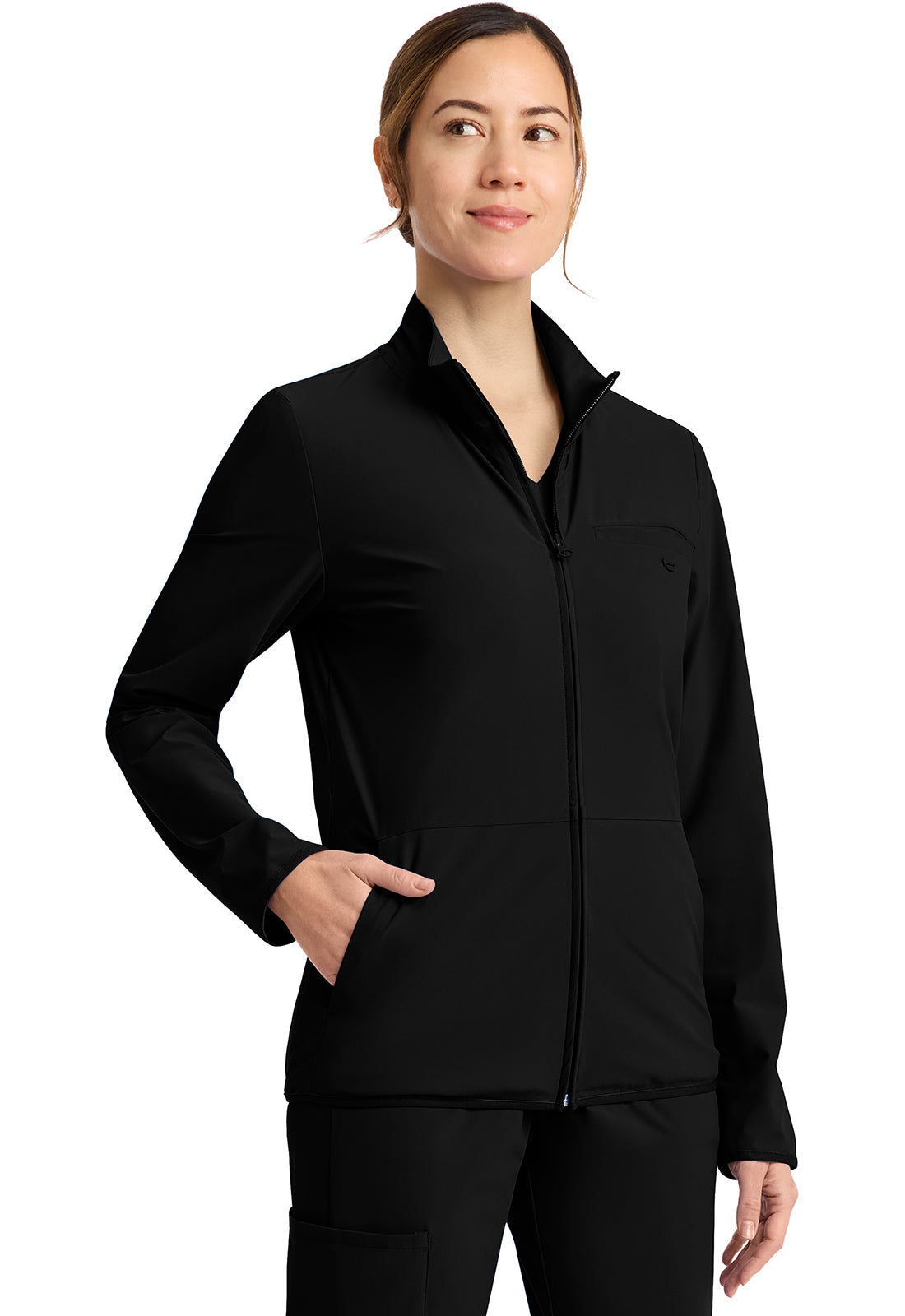 Pursuit IN525A Women's 3-Pocket Warm-up Jacket Black