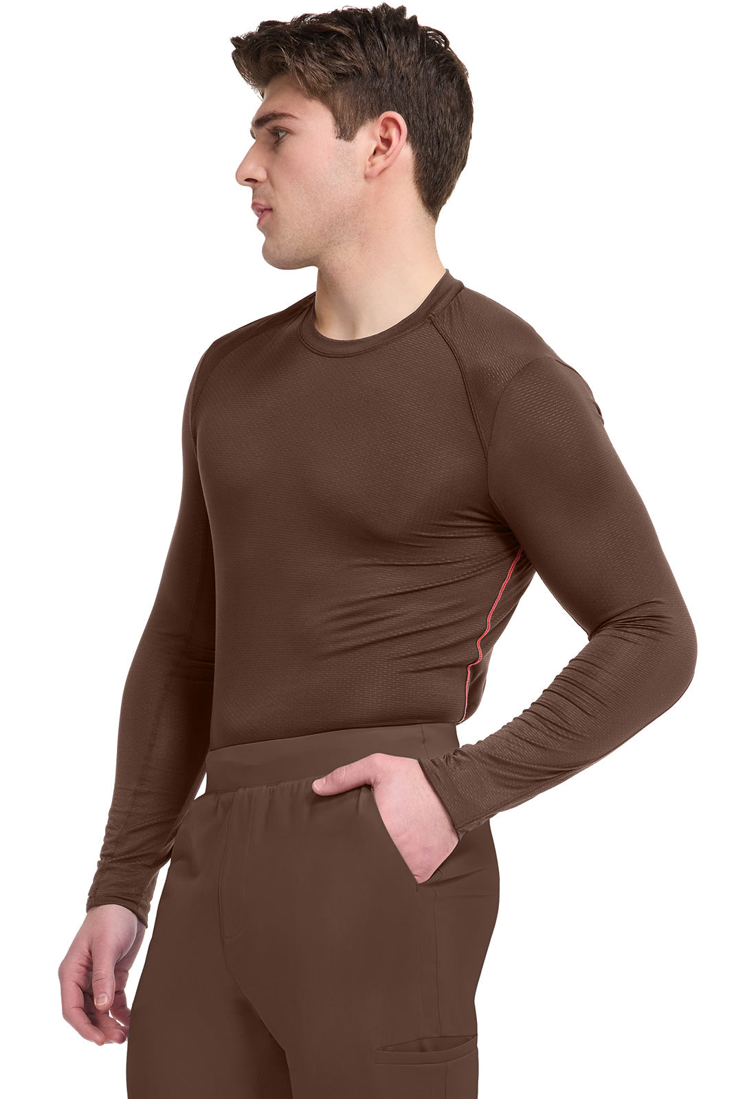 Essentials IN608 Men's Long Sleeve Performance Underscrub Espresso Express