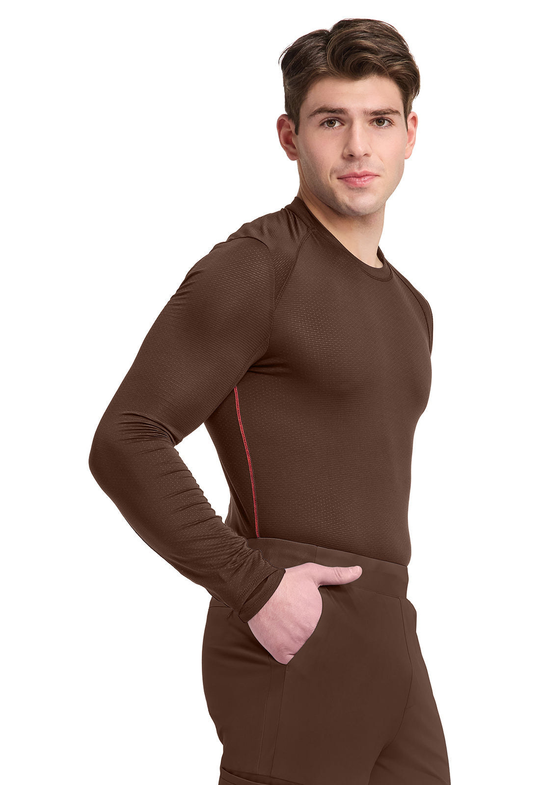 Essentials IN608 Men's Long Sleeve Performance Underscrub Espresso Express