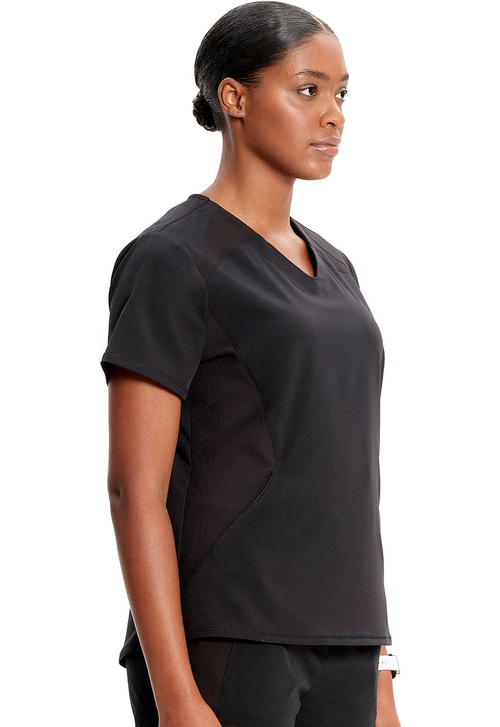 GNR8 IN620A V-Neck Top Black Model Image Left Side | Infinity