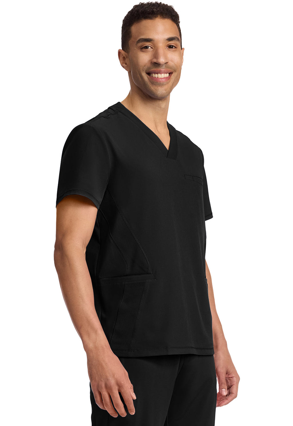 GNR8 IN628A Men's 3-Pocket Rib-Knit V-Neck Top Black