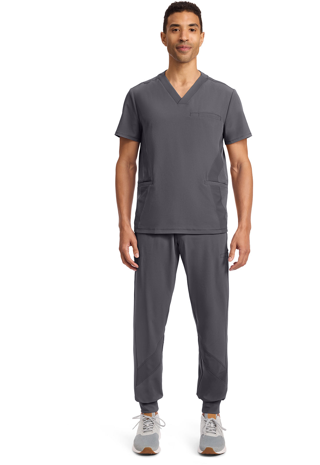 GNR8 IN628A Men's 3-Pocket Rib-Knit V-Neck Top Pewter