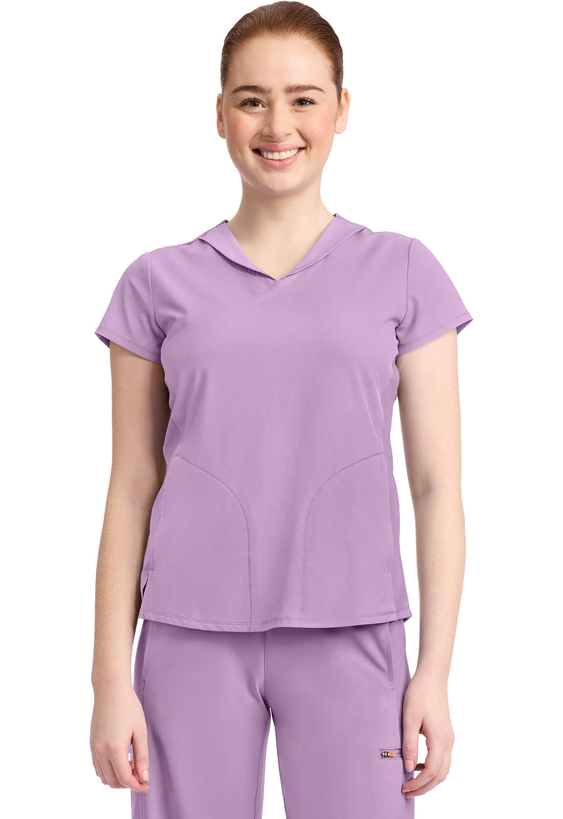 GNR8 IN635A Women's 2-Pocket Mock-Wrap V-Neck Top Livewire Lilac