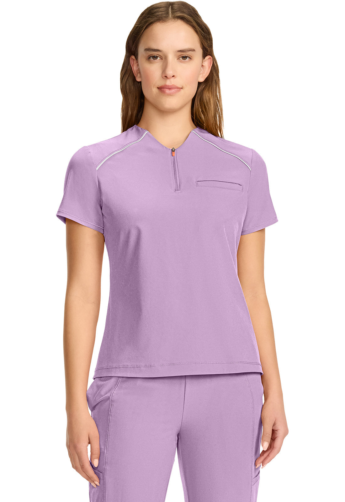 GNR8 IN644A Women's Tuck-in Mock Neck Henley Top Livewire Lilac
