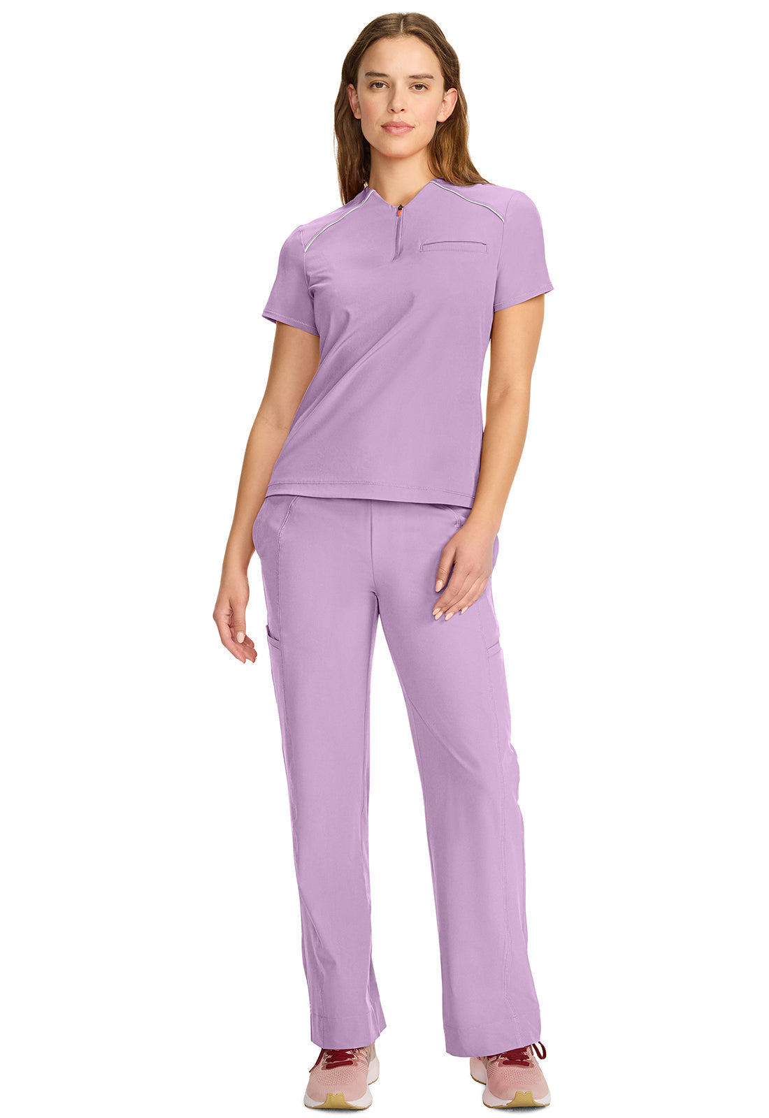 GNR8 IN644A Women's Tuck-in Mock Neck Henley Top Livewire Lilac