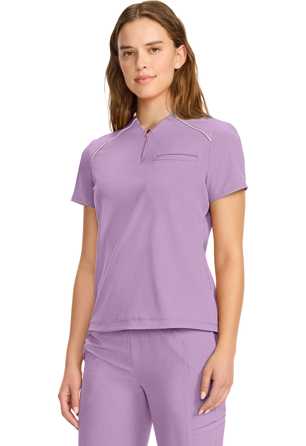 GNR8 IN644A Women's Tuck-in Mock Neck Henley Top Livewire Lilac