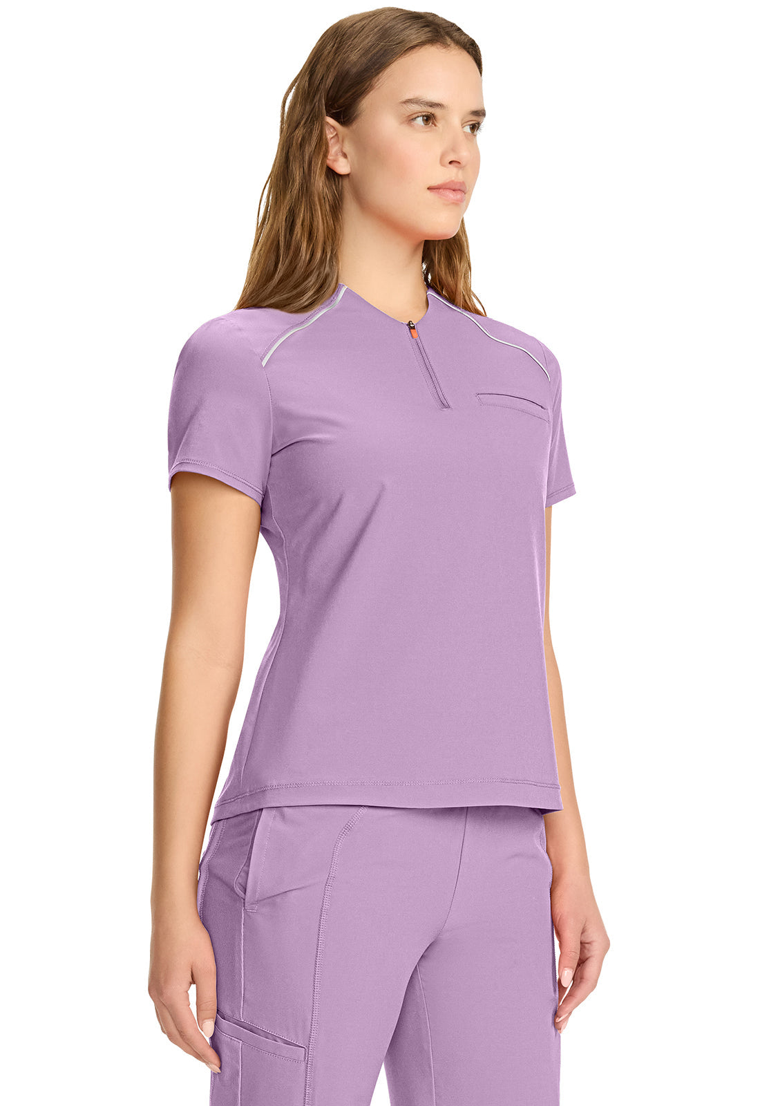 GNR8 IN644A Women's Tuck-in Mock Neck Henley Top Livewire Lilac