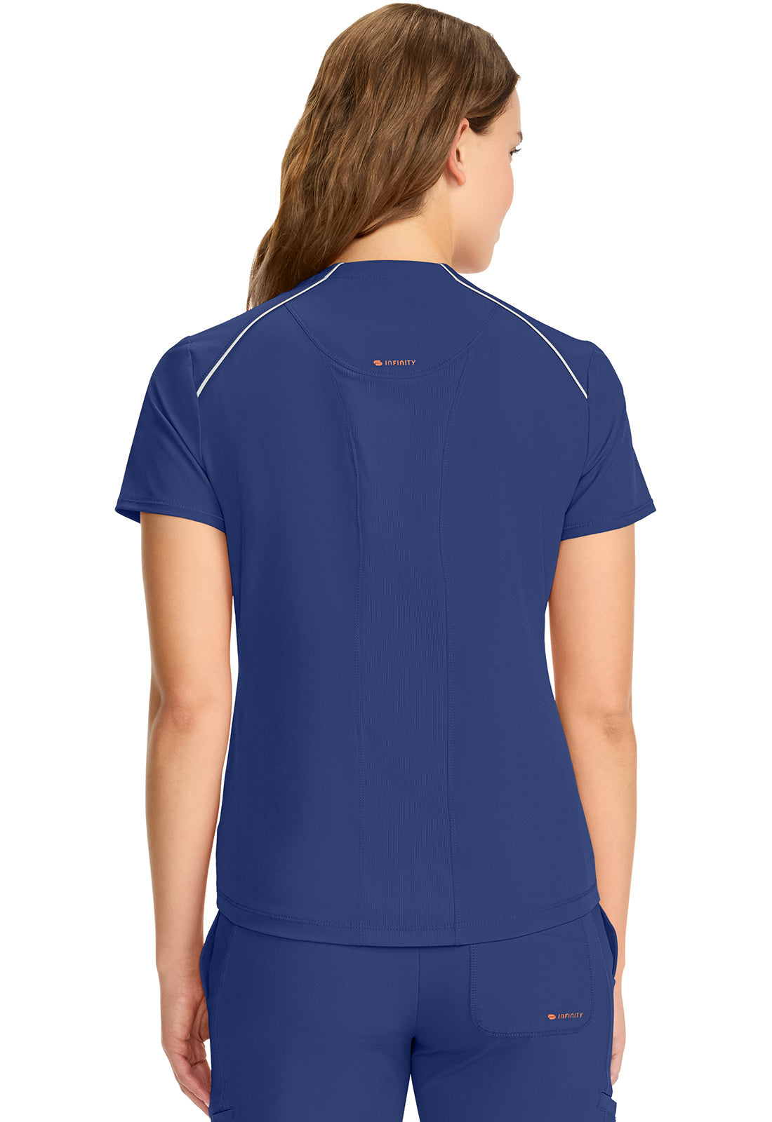 GNR8 IN644A Women's Tuck-in Mock Neck Henley Top Navy