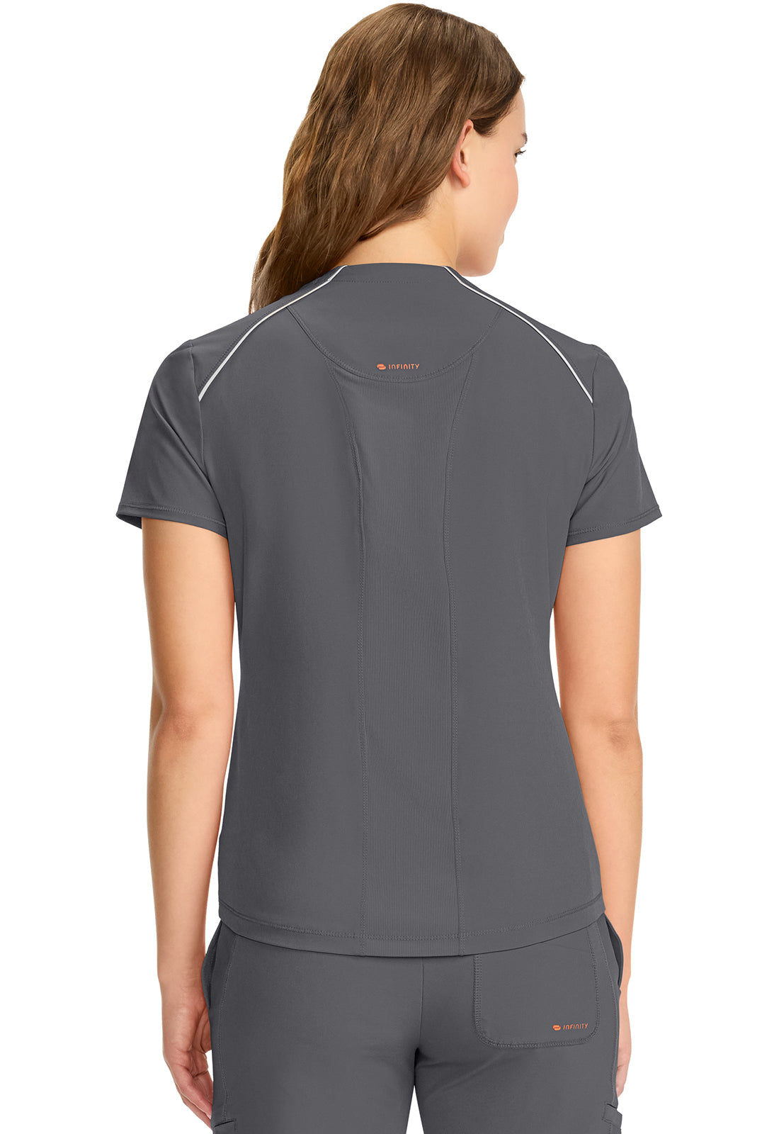 GNR8 IN644A Women's Tuck-in Mock Neck Henley Top Pewter Image