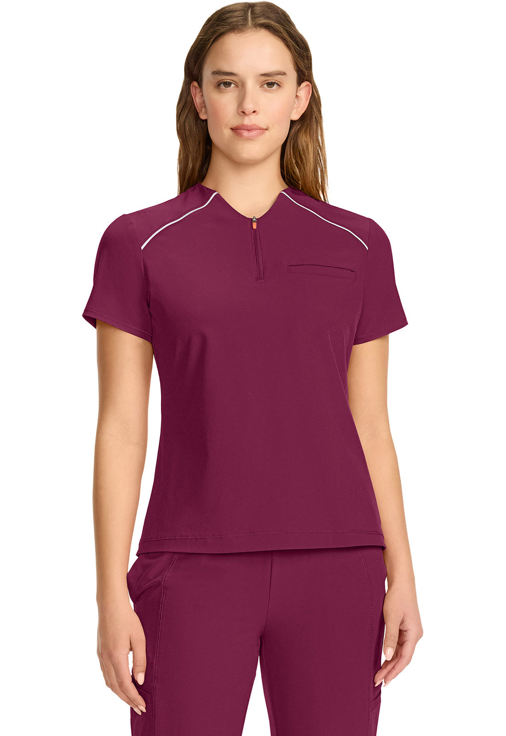 GNR8 IN644A Women's Tuck-in Mock Neck Henley Top Wine