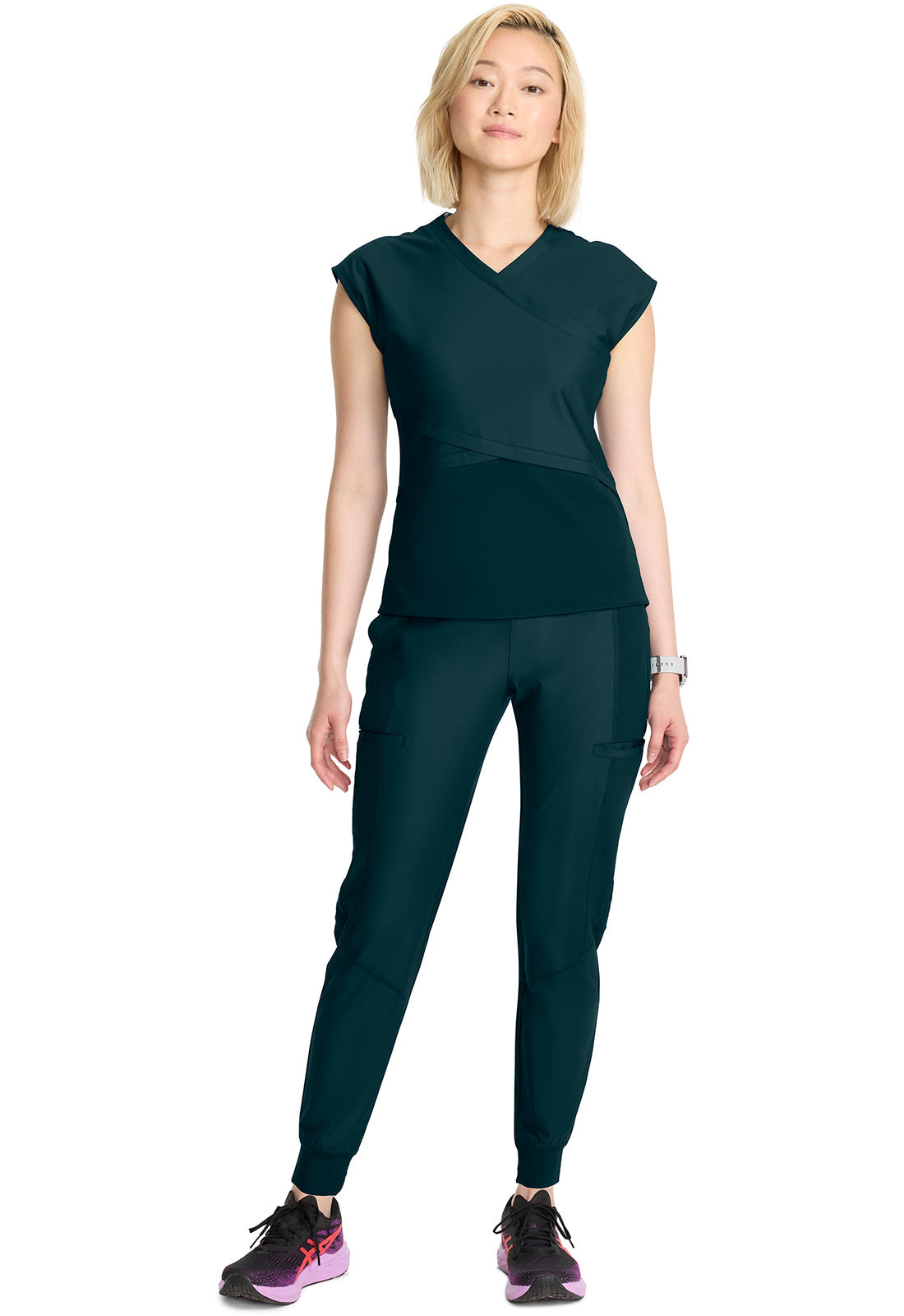 Kinetic IN645A Women's Wrap Dolman V-Neck Top Caribbean Blue Image