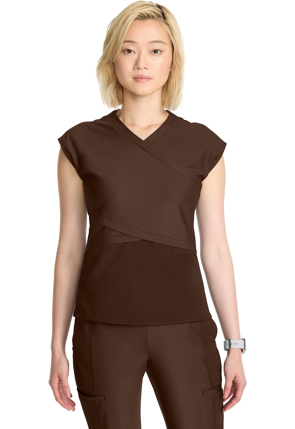 Kinetic IN645A Women's Wrap Dolman V-Neck Top Espresso Express