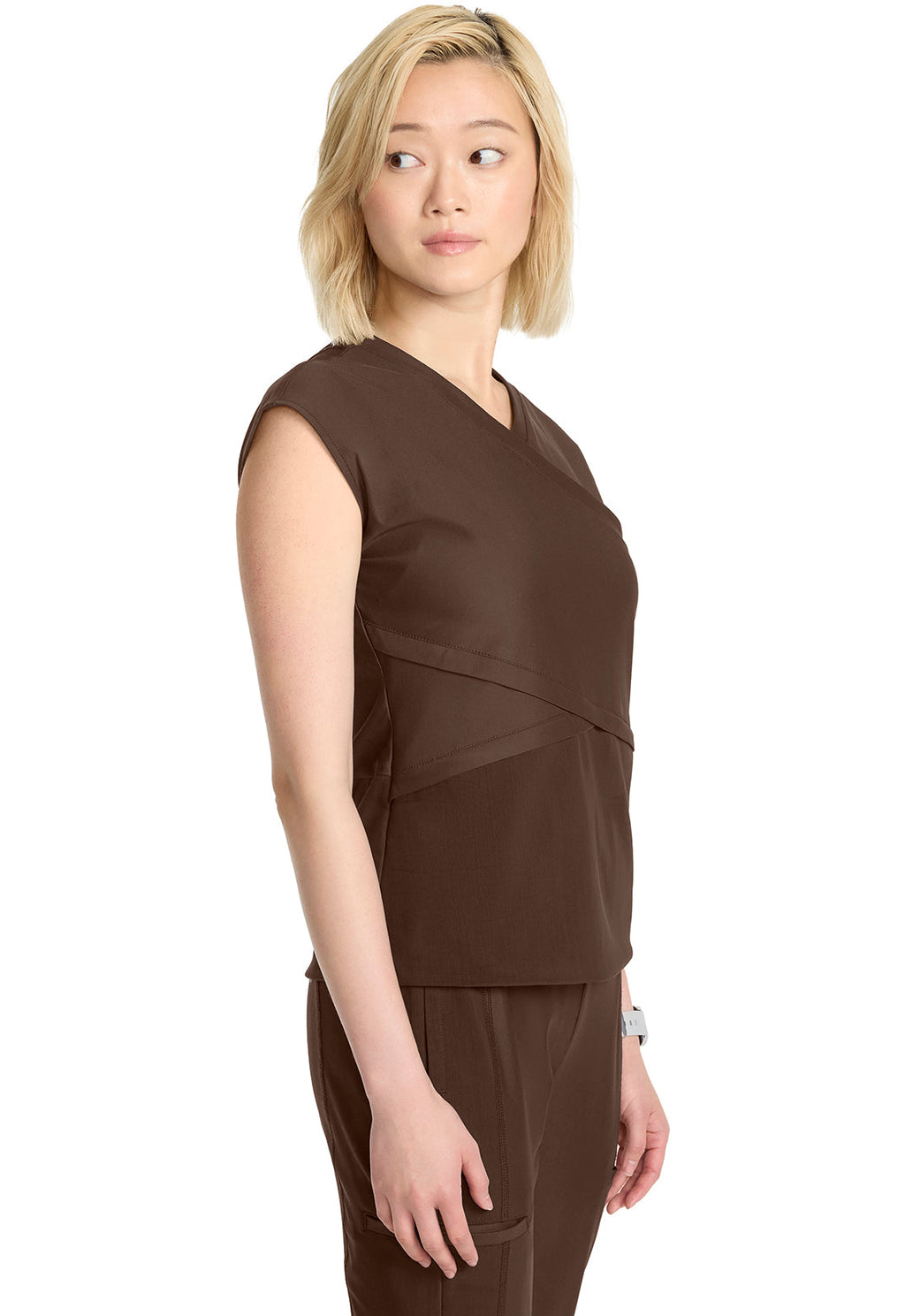 Kinetic IN645A Women's Wrap Dolman V-Neck Top Espresso Express