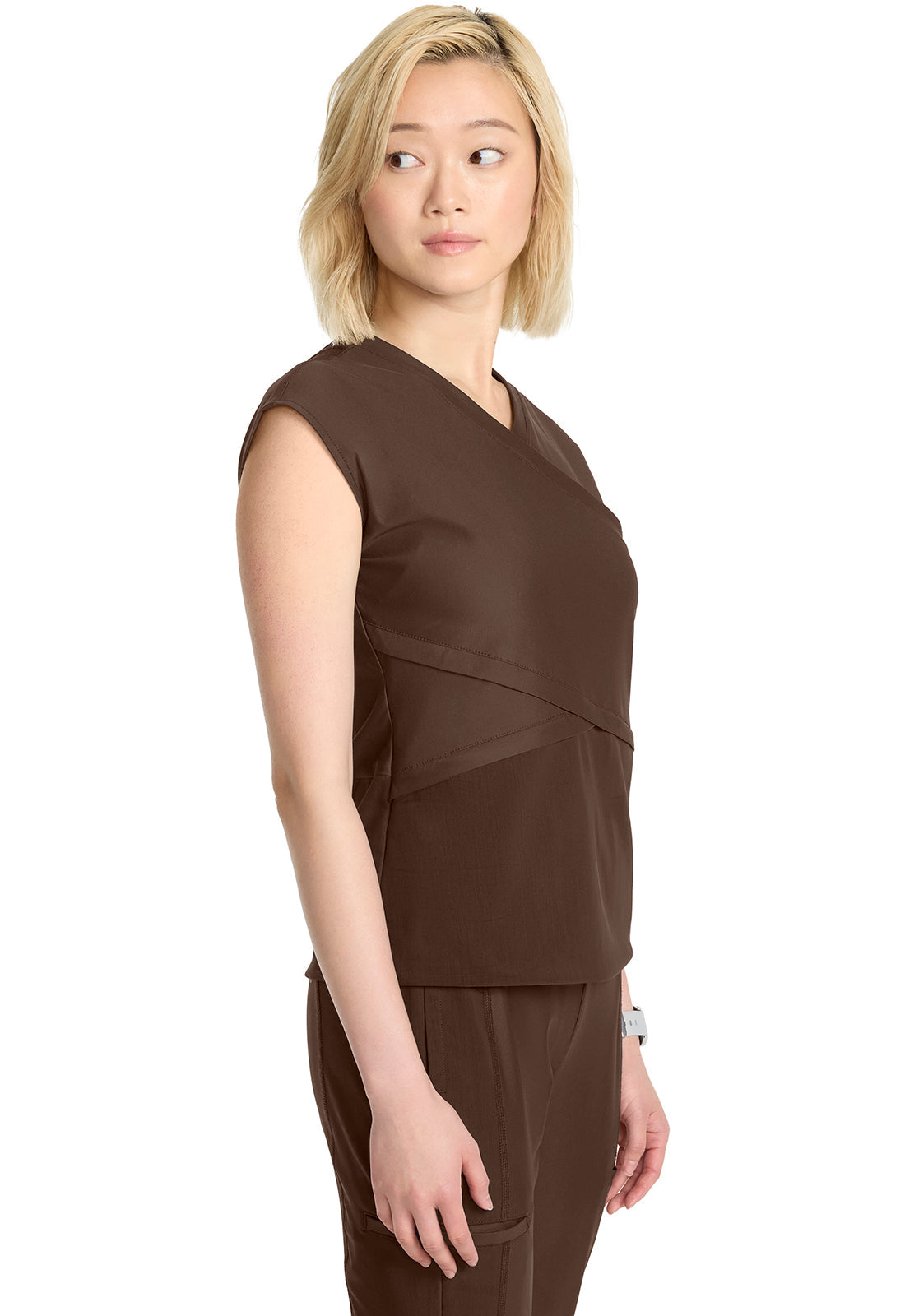Kinetic IN645A Women's Wrap Dolman V-Neck Top Espresso Express